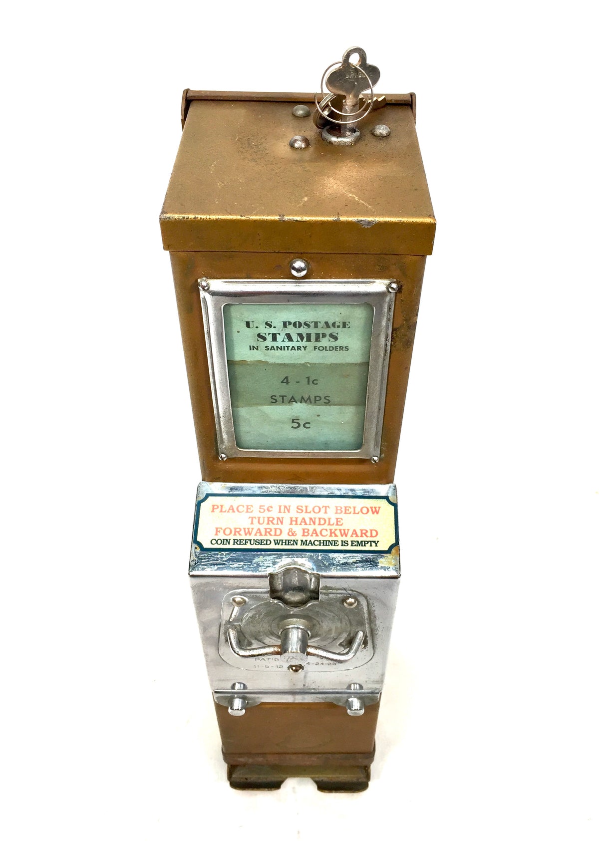 Antique 1930s Coin-operated U.S. Postage Stamp Vending Machine / Working & keys