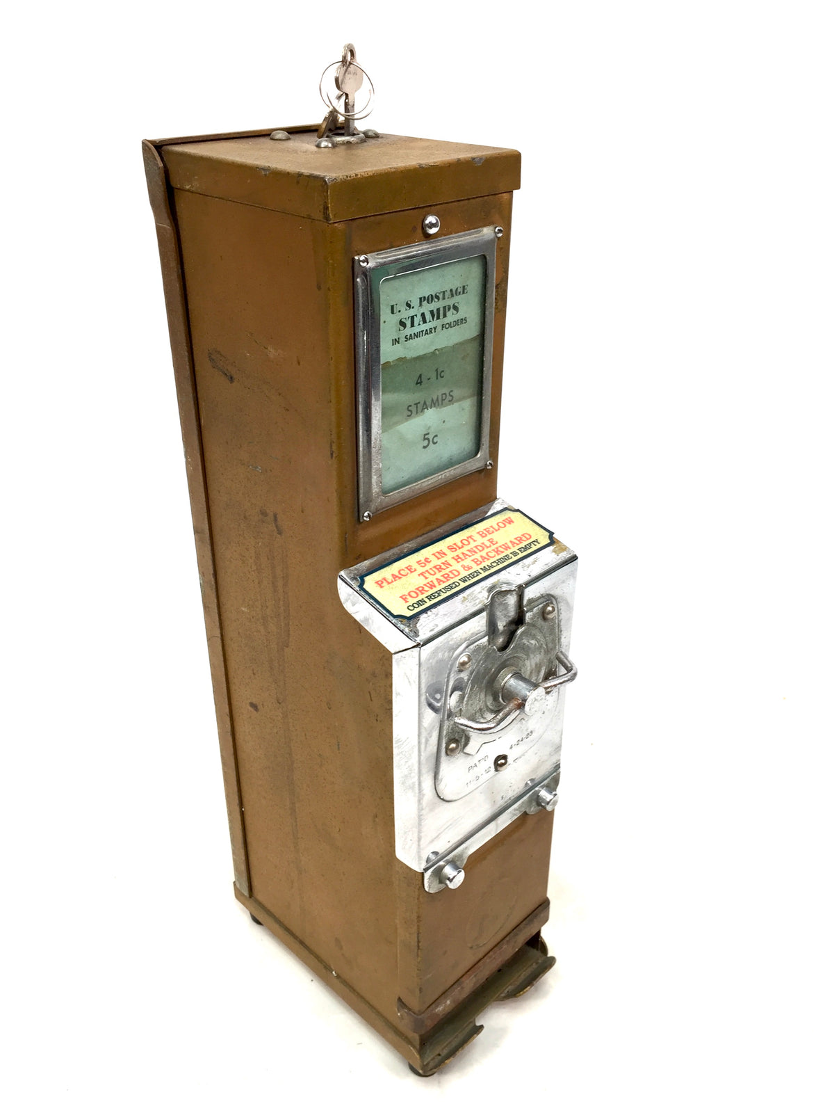 Antique 1930s Coin-operated U.S. Postage Stamp Vending Machine / Working & keys