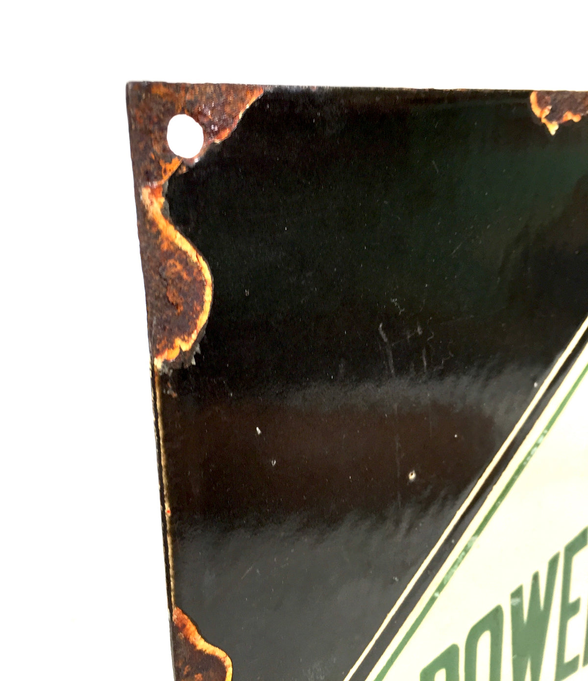 Vintage Advertising - Square Power Diesel Fuel Enamel Sign / Black Cream Red