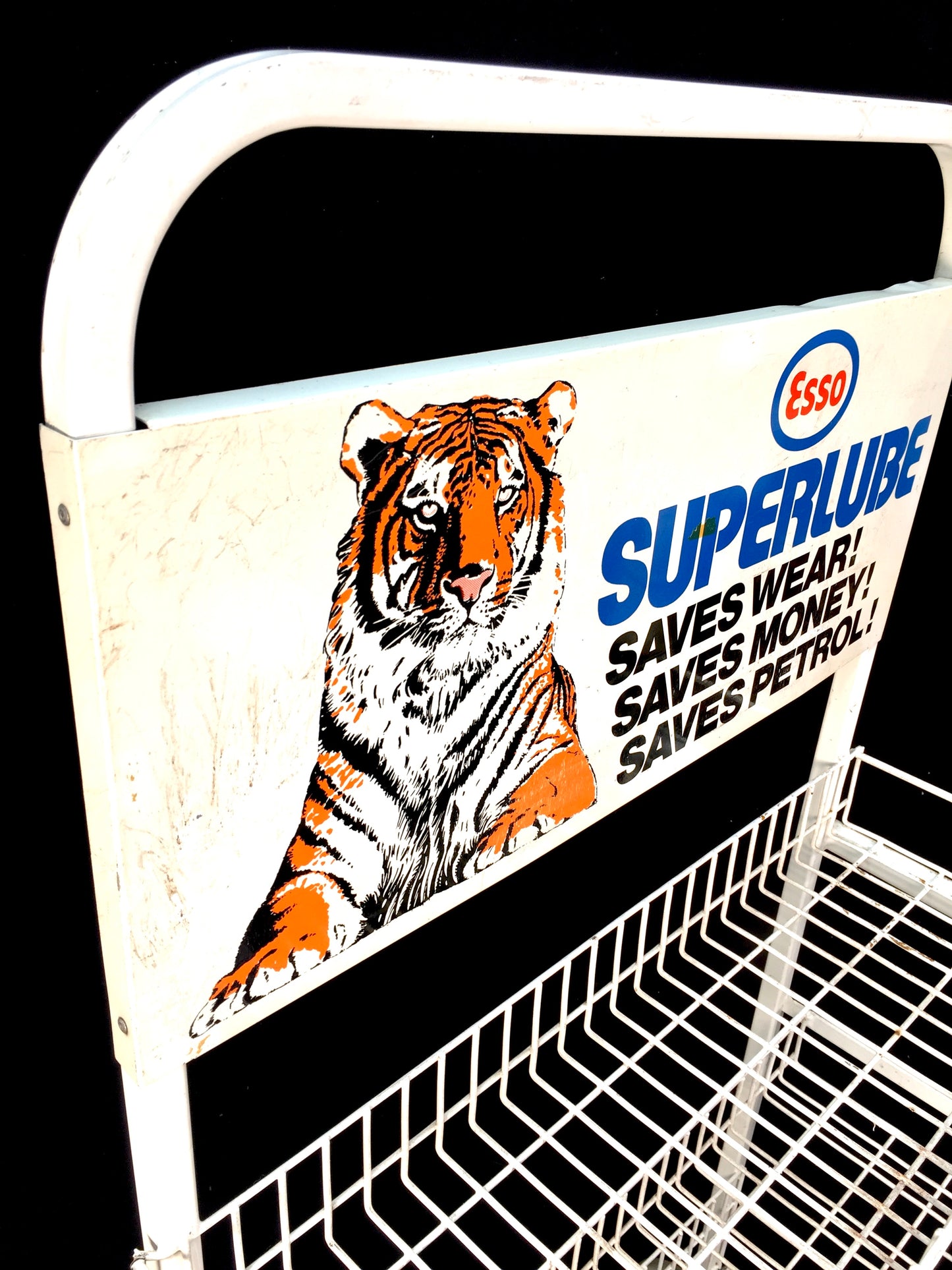 Antique Advertising - Vintage Esso Motor Oil Garage Display Shelf Stand / Sign