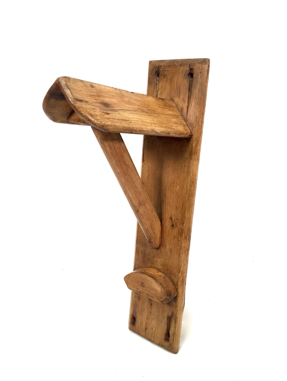 Antique Wall Mounted Wooden Pine Saddle Tack Rack / Wall Hung Display Stand