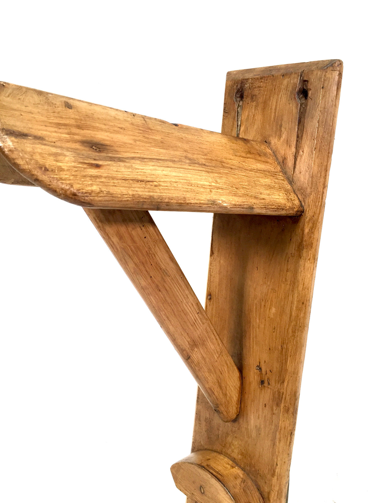 Antique Wall Mounted Wooden Pine Saddle Tack Rack / Wall Hung Display Stand
