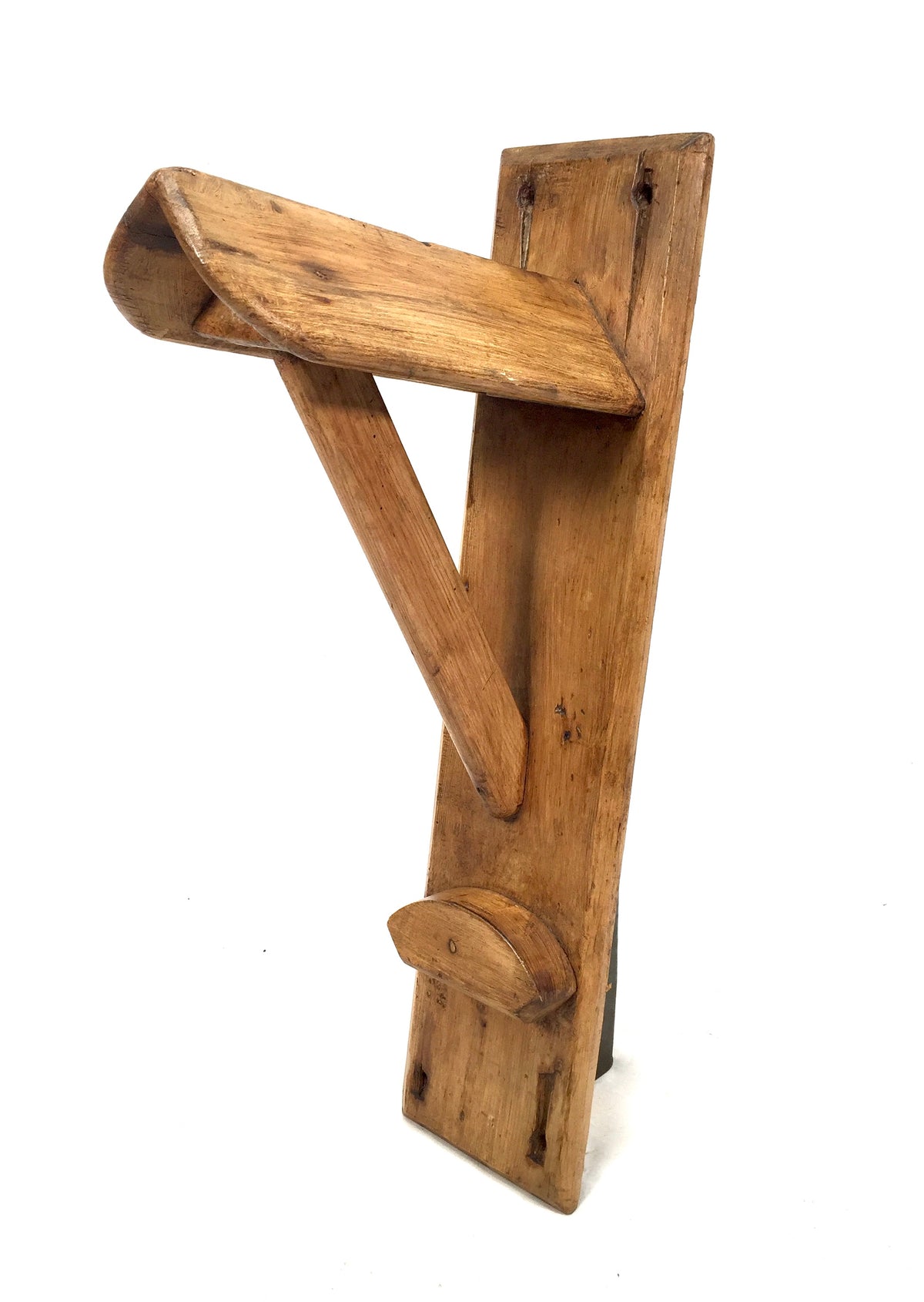 Antique Wall Mounted Wooden Pine Saddle Tack Rack / Wall Hung Display Stand