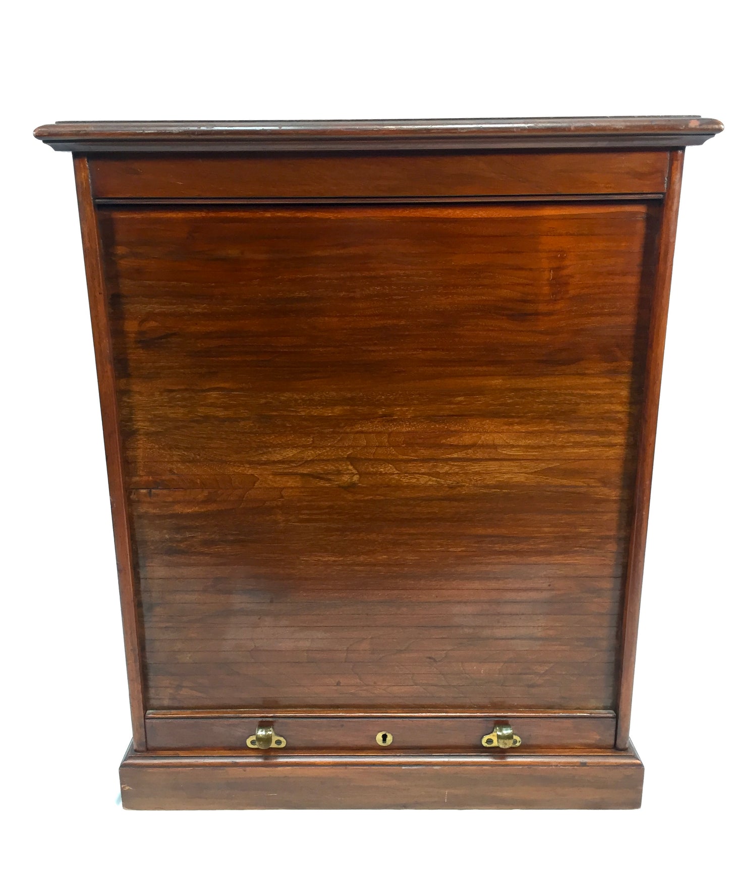 Antique Wood Tambour Fronted Cabinet / Pigeon Hole Stationery Storage Box c.1930