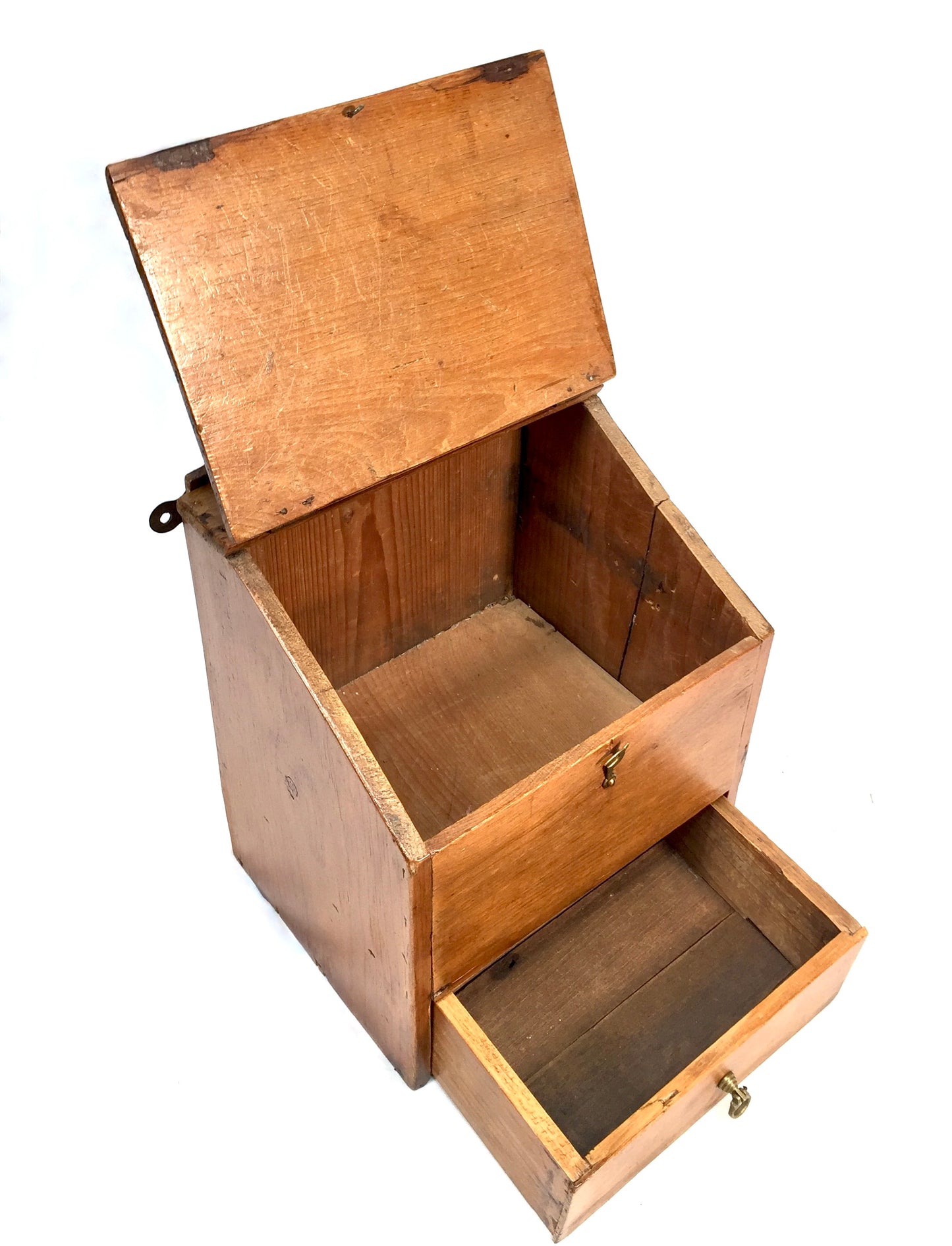 Antique Arts & Crafts Wooden Pine Salt / Candle Box / c.1900 / Wall Hanging