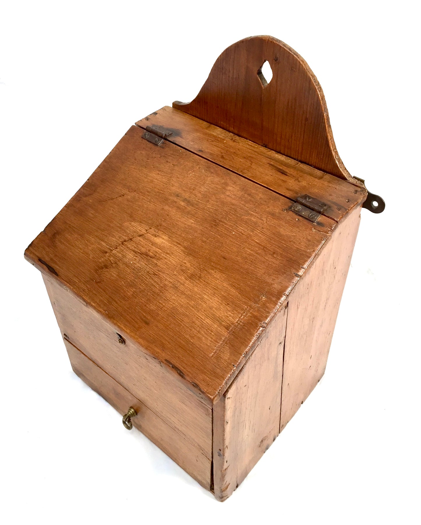 Antique Arts & Crafts Wooden Pine Salt / Candle Box / c.1900 / Wall Hanging