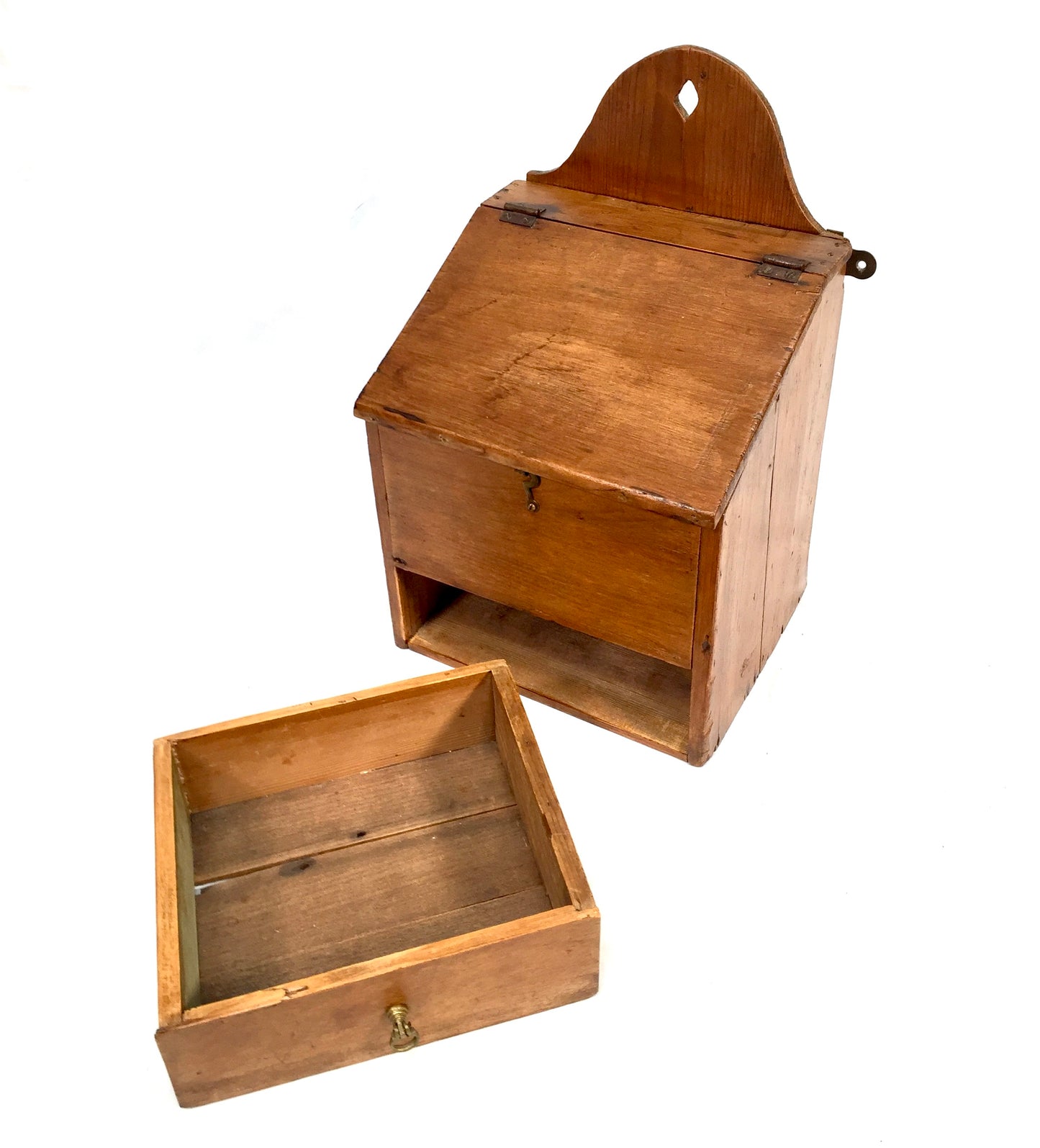 Antique Arts & Crafts Wooden Pine Salt / Candle Box / c.1900 / Wall Hanging