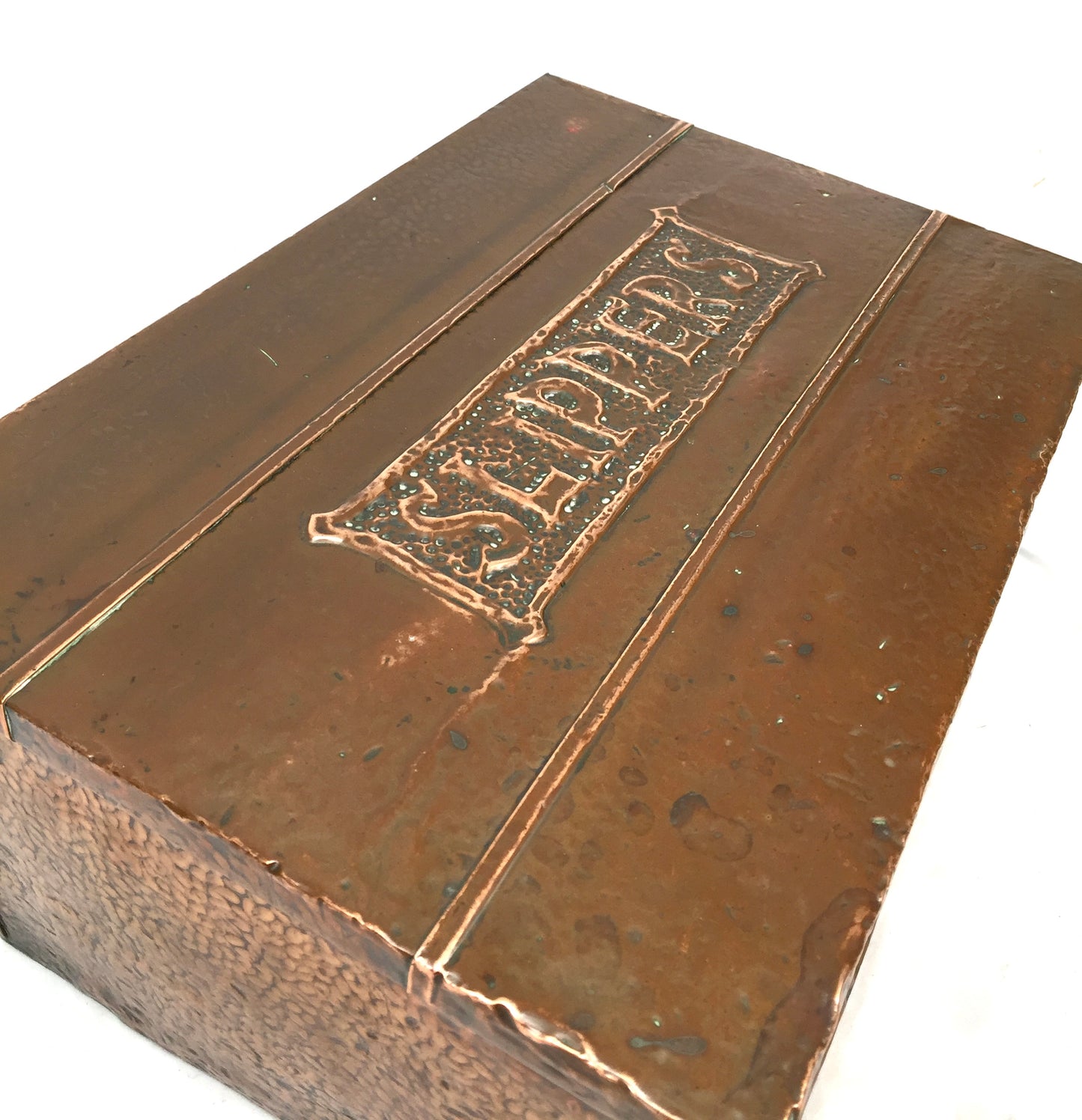 Antique Arts & Crafts Copper Slipper Box / Fireside Storage Container Box c.1910