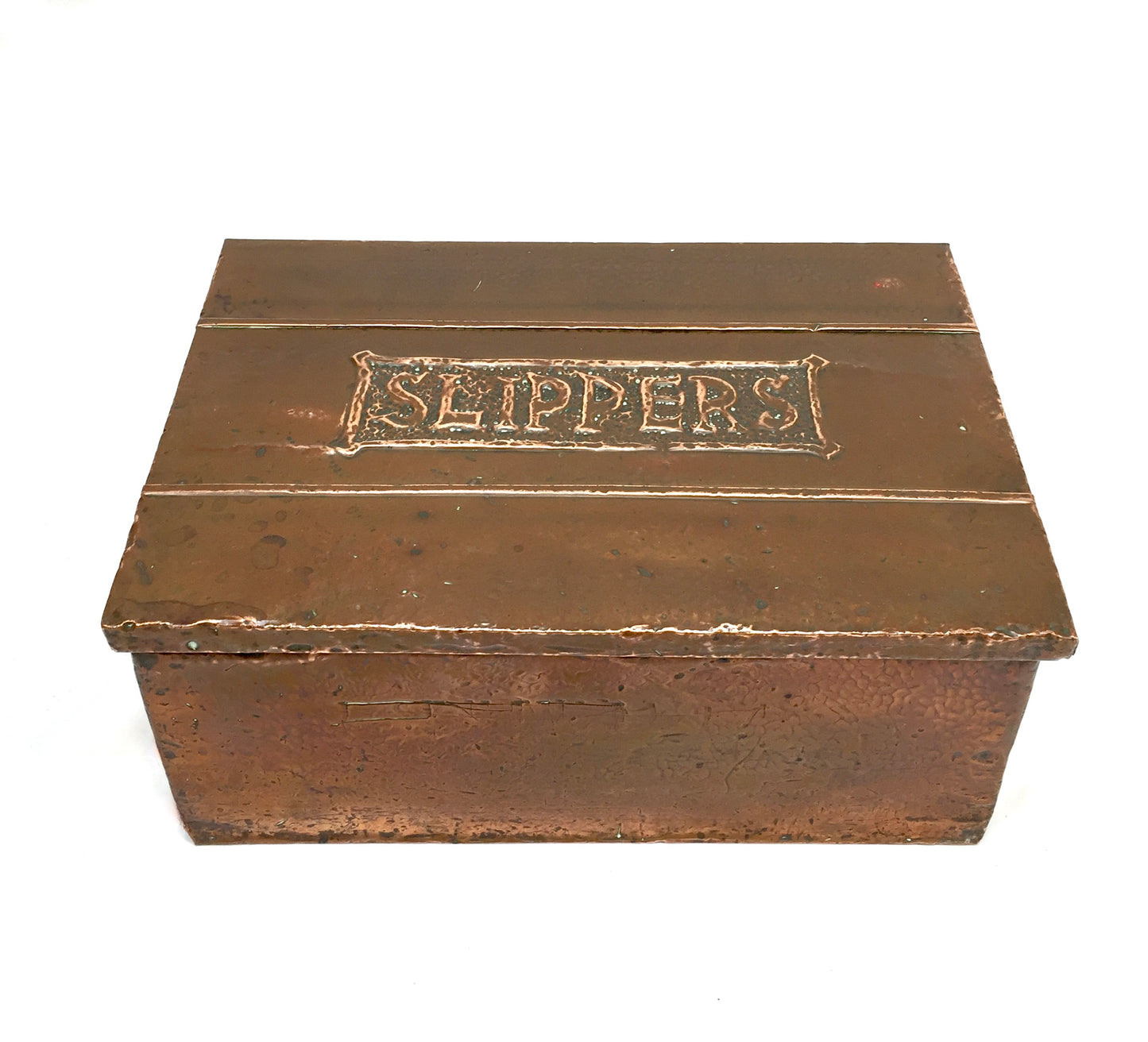 Antique Arts & Crafts Copper Slipper Box / Fireside Storage Container Box c.1910