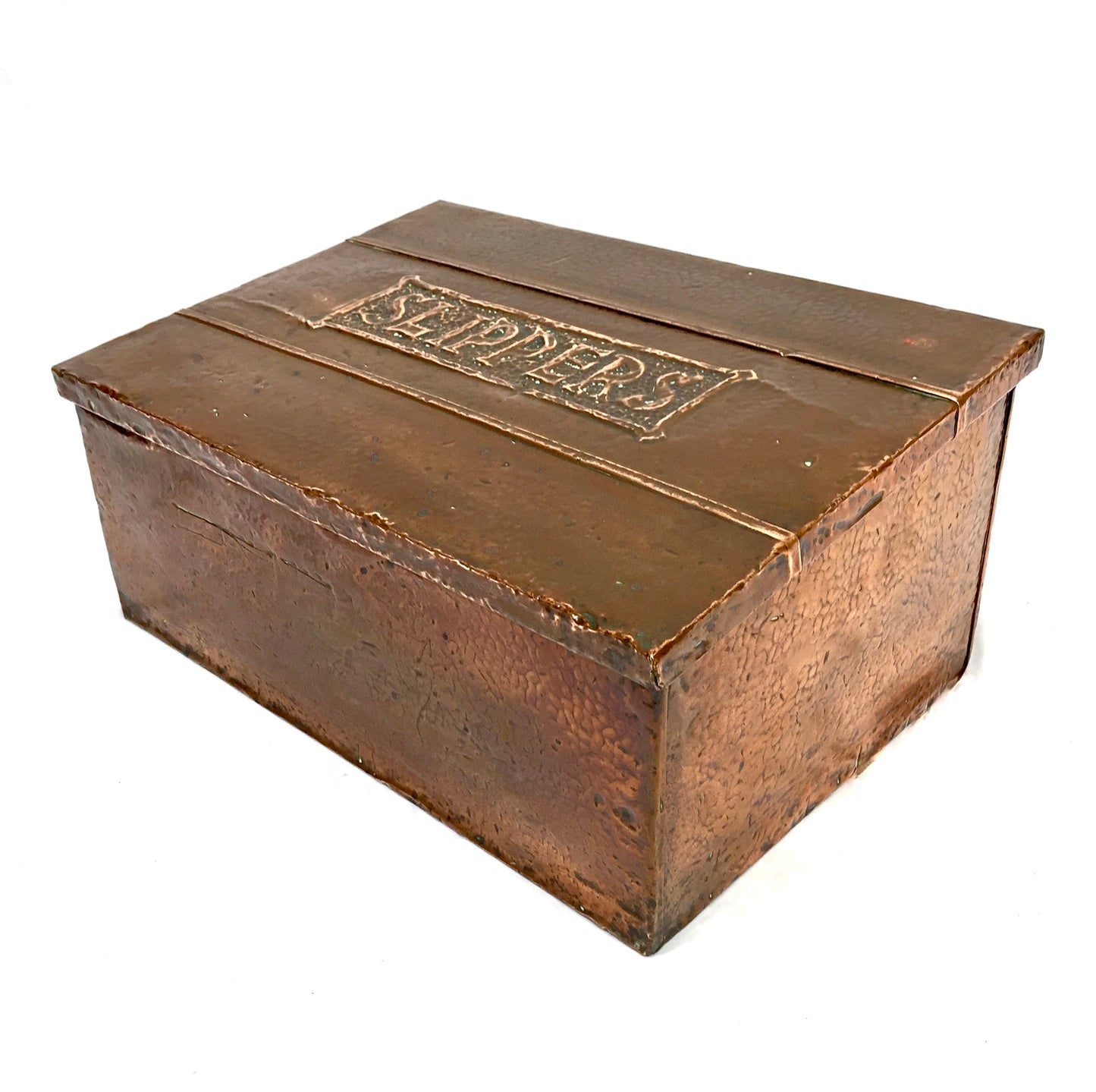 Antique Arts & Crafts Copper Slipper Box / Fireside Storage Container Box c.1910