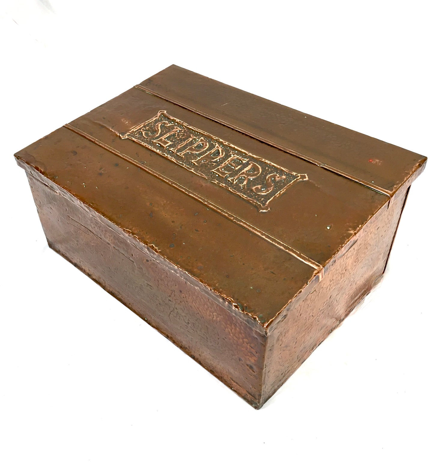 Antique Arts & Crafts Copper Slipper Box / Fireside Storage Container Box c.1910