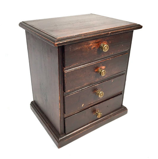 Antique Tabletop Rustic Wooden Chest of Drawers / Filing Storage Box Cabinet