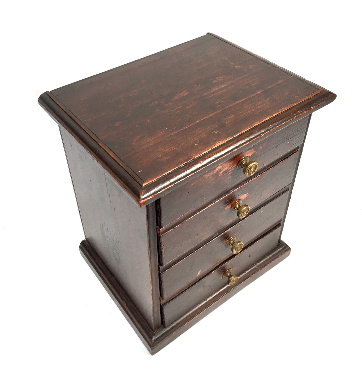 Antique Tabletop Rustic Wooden Chest of Drawers / Filing Storage Box Cabinet