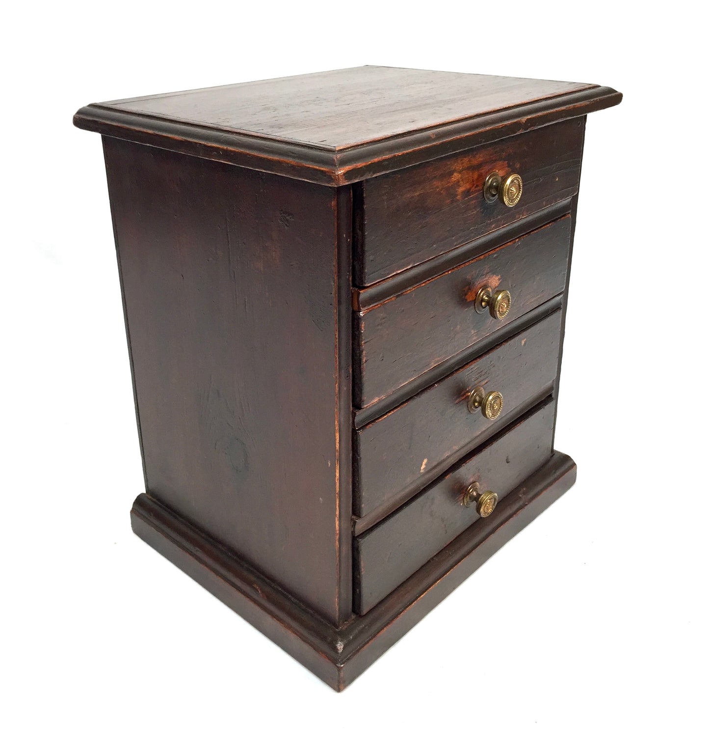 Antique Tabletop Rustic Wooden Chest of Drawers / Filing Storage Box Cabinet
