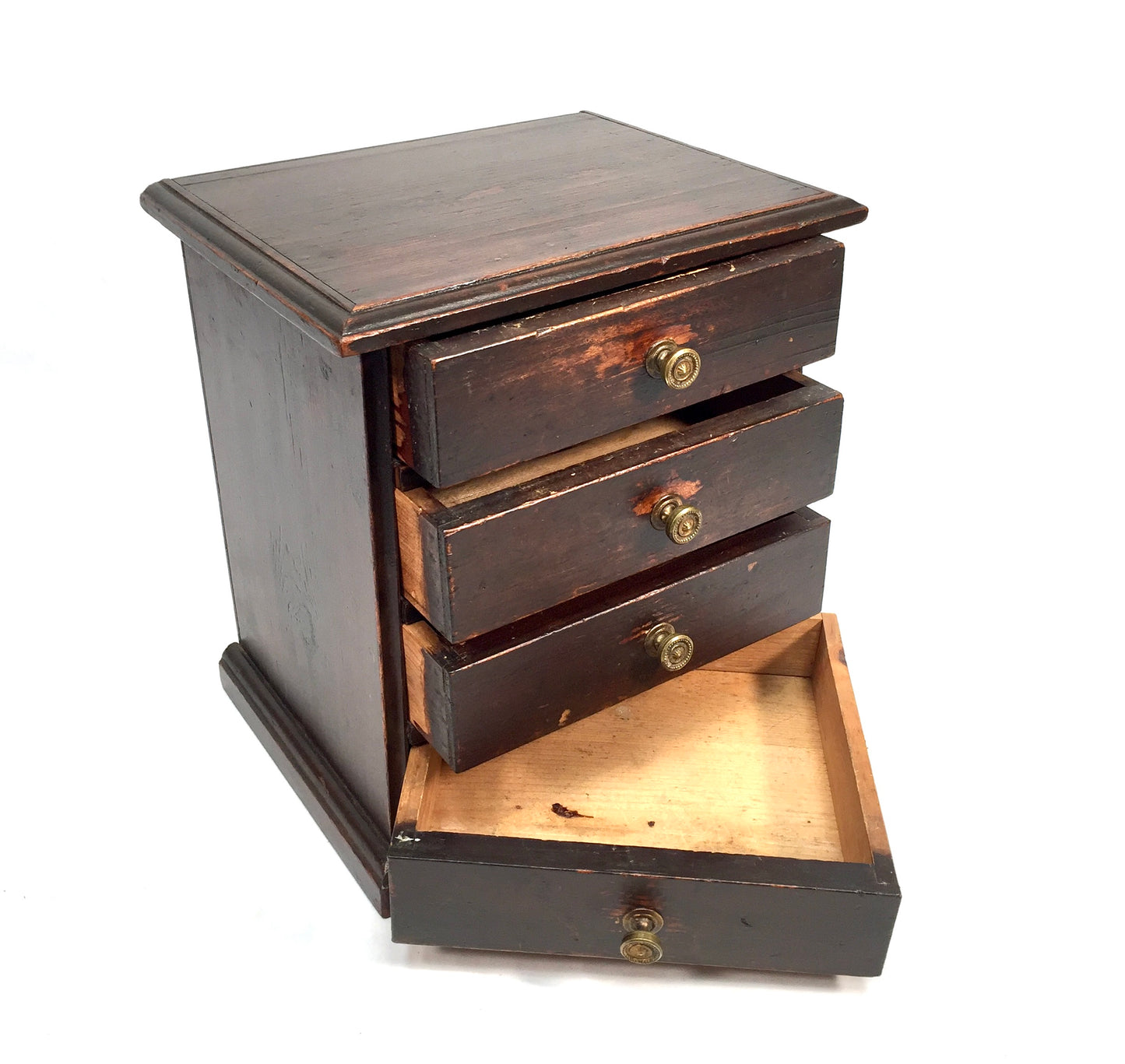 Antique Tabletop Rustic Wooden Chest of Drawers / Filing Storage Box Cabinet