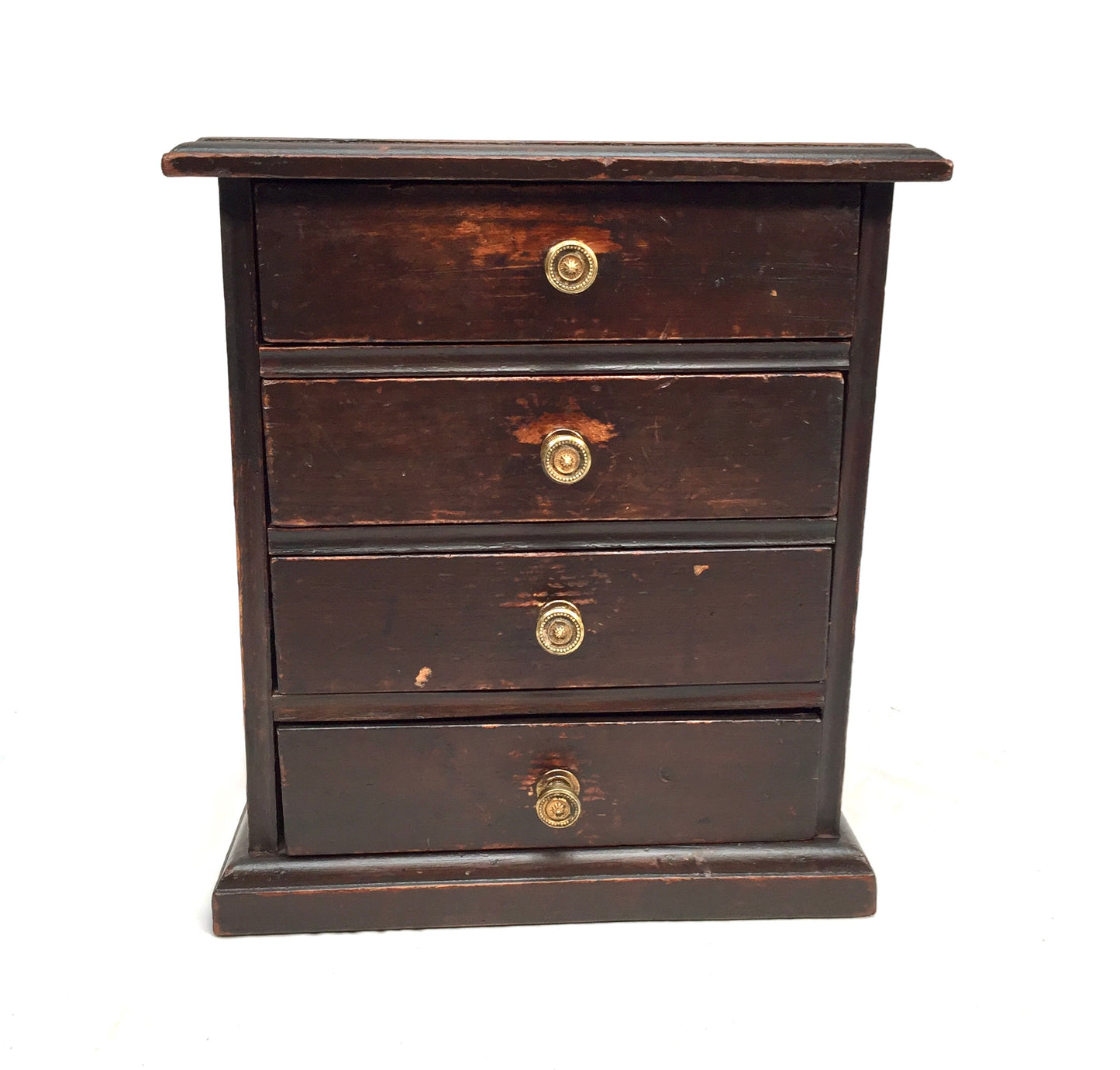 Antique Tabletop Rustic Wooden Chest of Drawers / Filing Storage Box Cabinet