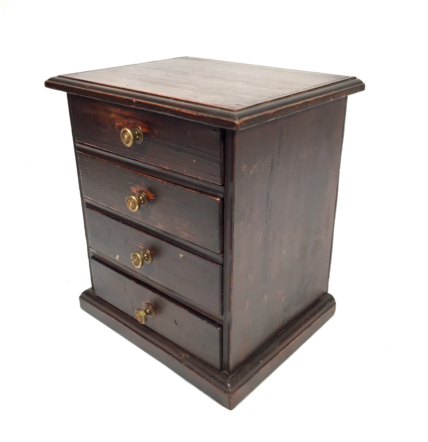 Antique Tabletop Rustic Wooden Chest of Drawers / Filing Storage Box Cabinet
