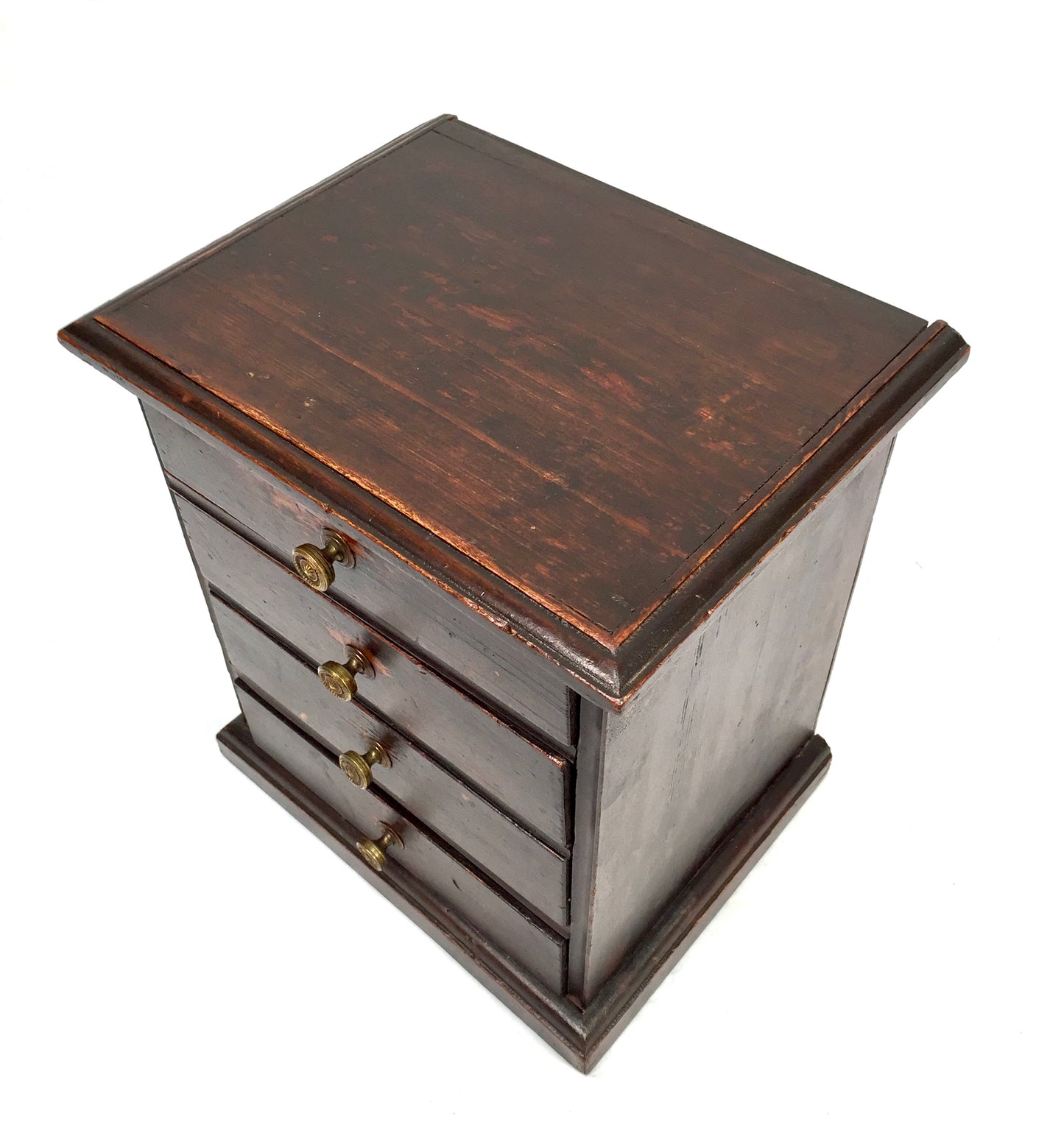 Antique Tabletop Rustic Wooden Chest of Drawers / Filing Storage Box Cabinet
