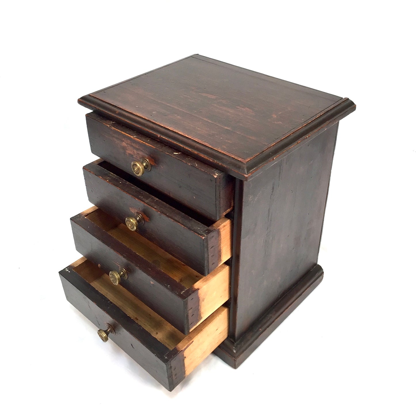 Antique Tabletop Rustic Wooden Chest of Drawers / Filing Storage Box Cabinet