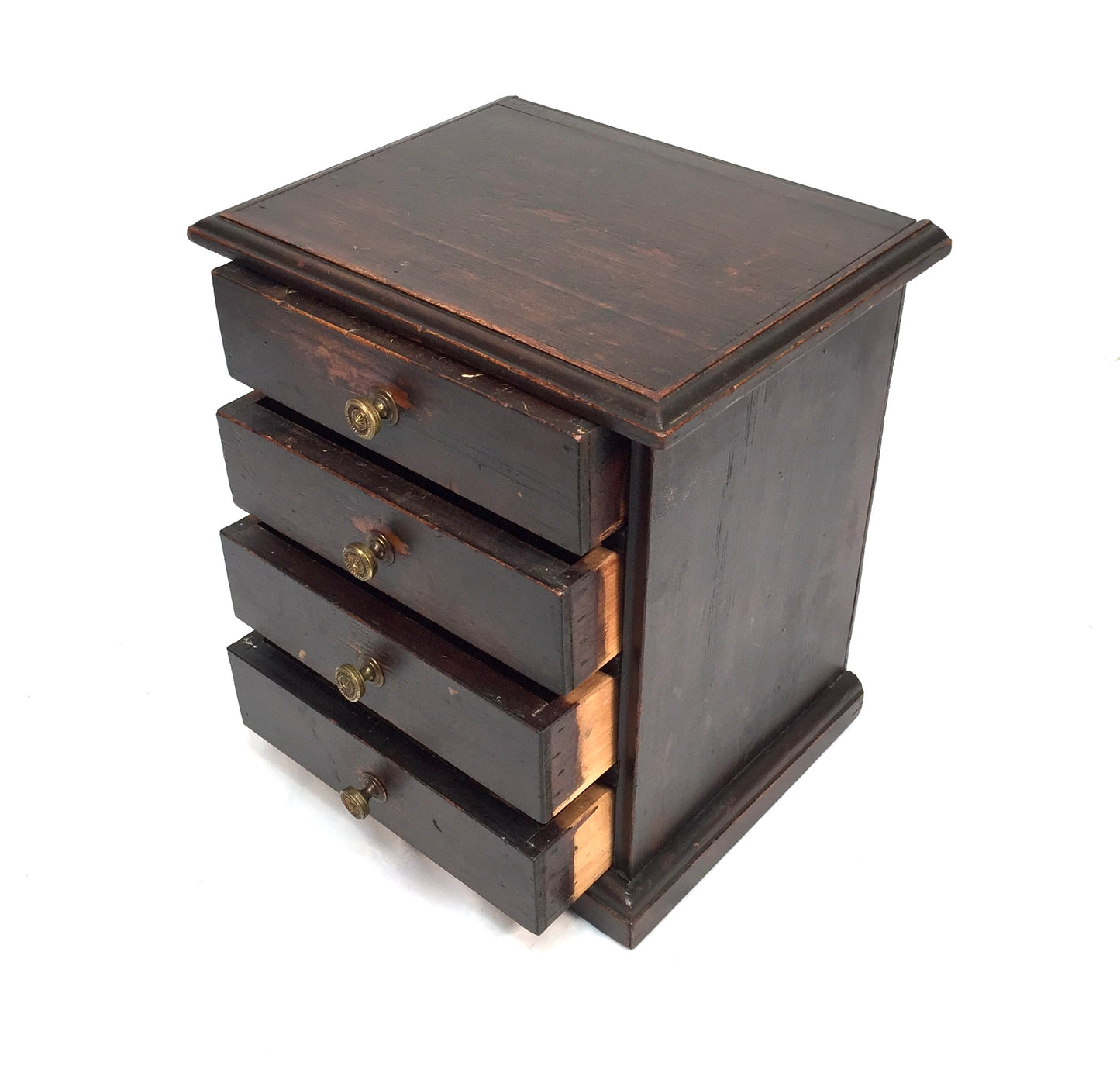 Antique Tabletop Rustic Wooden Chest of Drawers / Filing Storage Box Cabinet