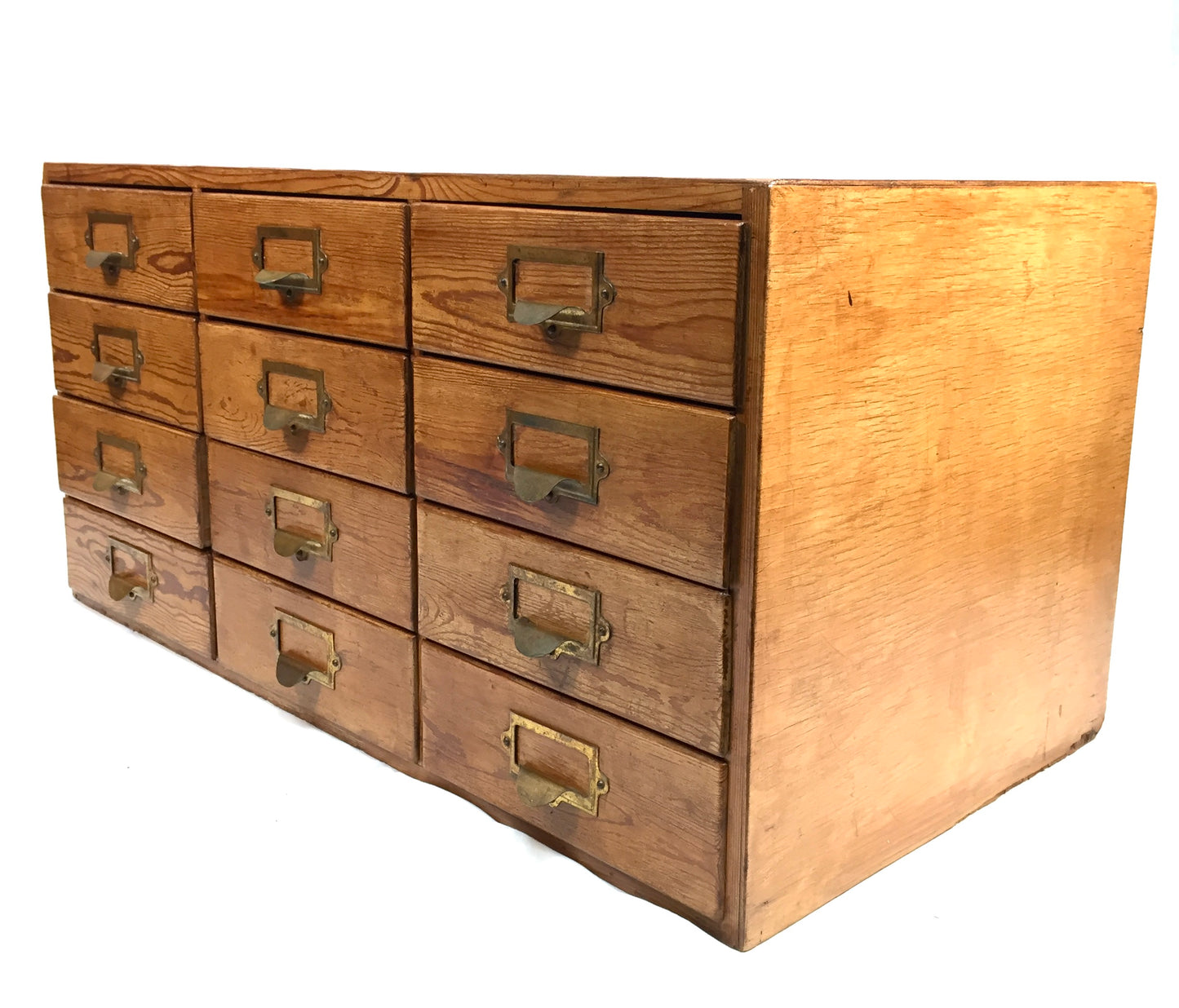 Antique Wooden Large Tabletop Filing Cabinet Drawers / Storage Box 20th Century