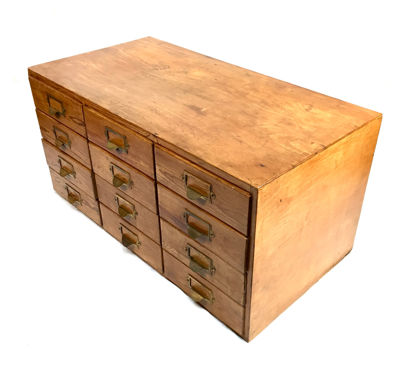 Antique Wooden Large Tabletop Filing Cabinet Drawers / Storage Box 20th Century
