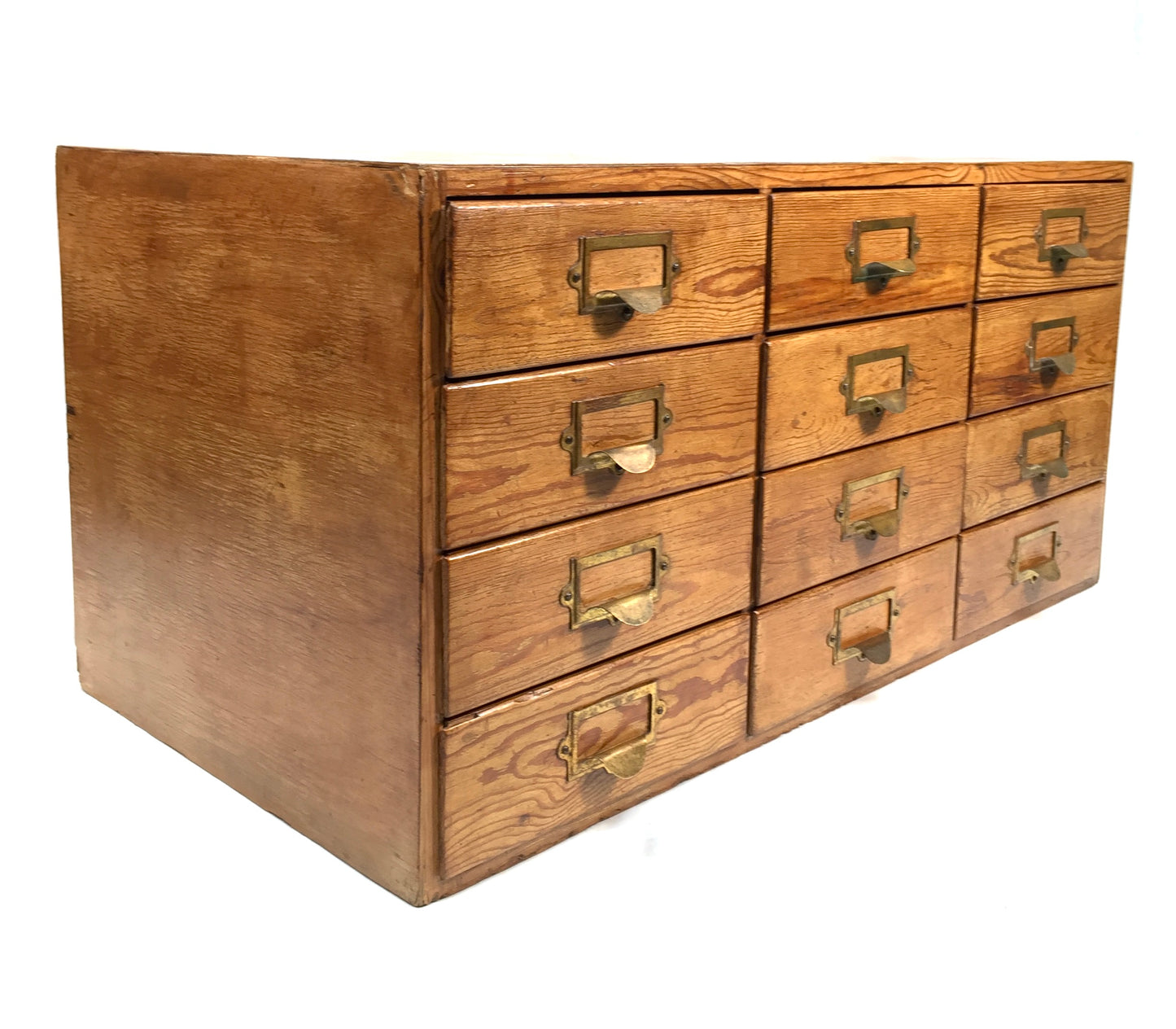 Antique Wooden Large Tabletop Filing Cabinet Drawers / Storage Box 20th Century