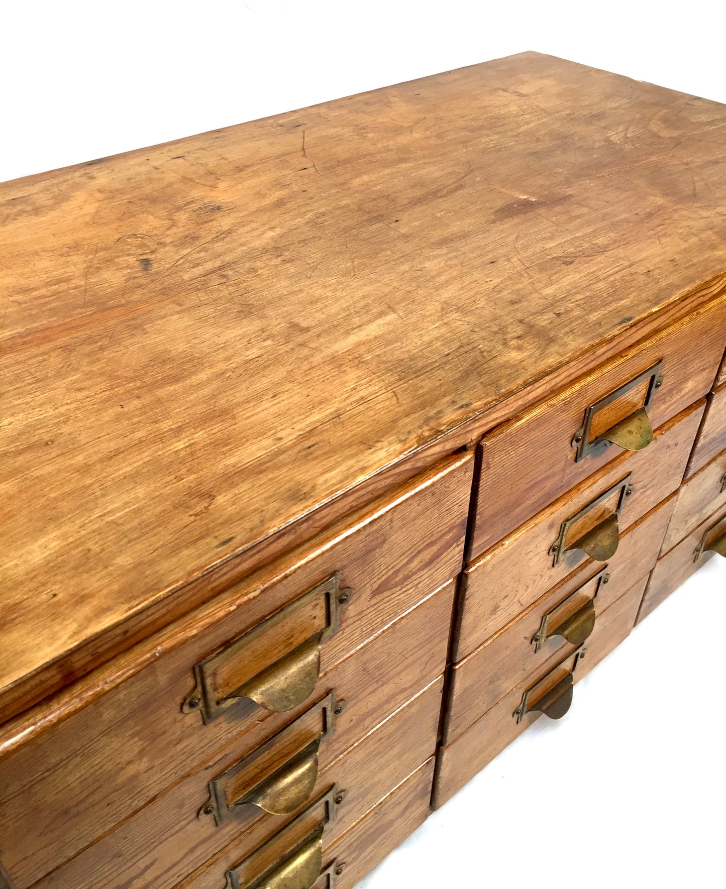 Antique Wooden Large Tabletop Filing Cabinet Drawers / Storage Box 20th Century