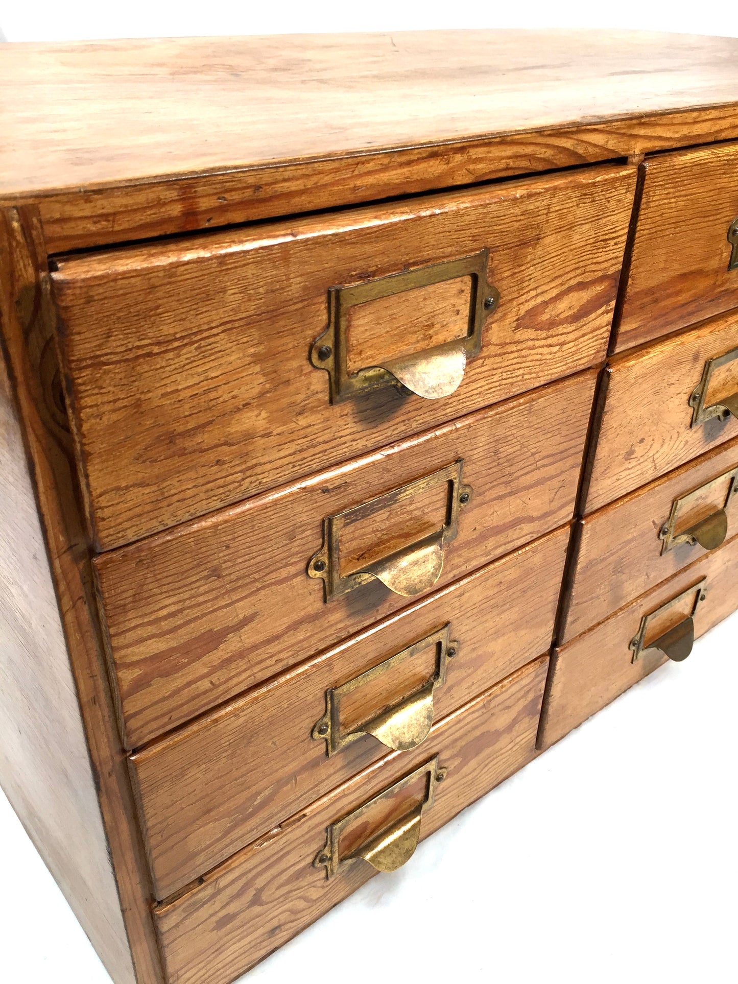 Antique Wooden Large Tabletop Filing Cabinet Drawers / Storage Box 20th Century