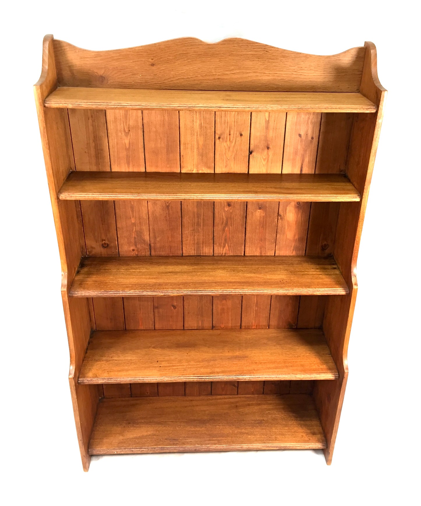 Antique Wooden Solid Pine Bookcase / Book Shelf Display Rack Freestanding c.1950