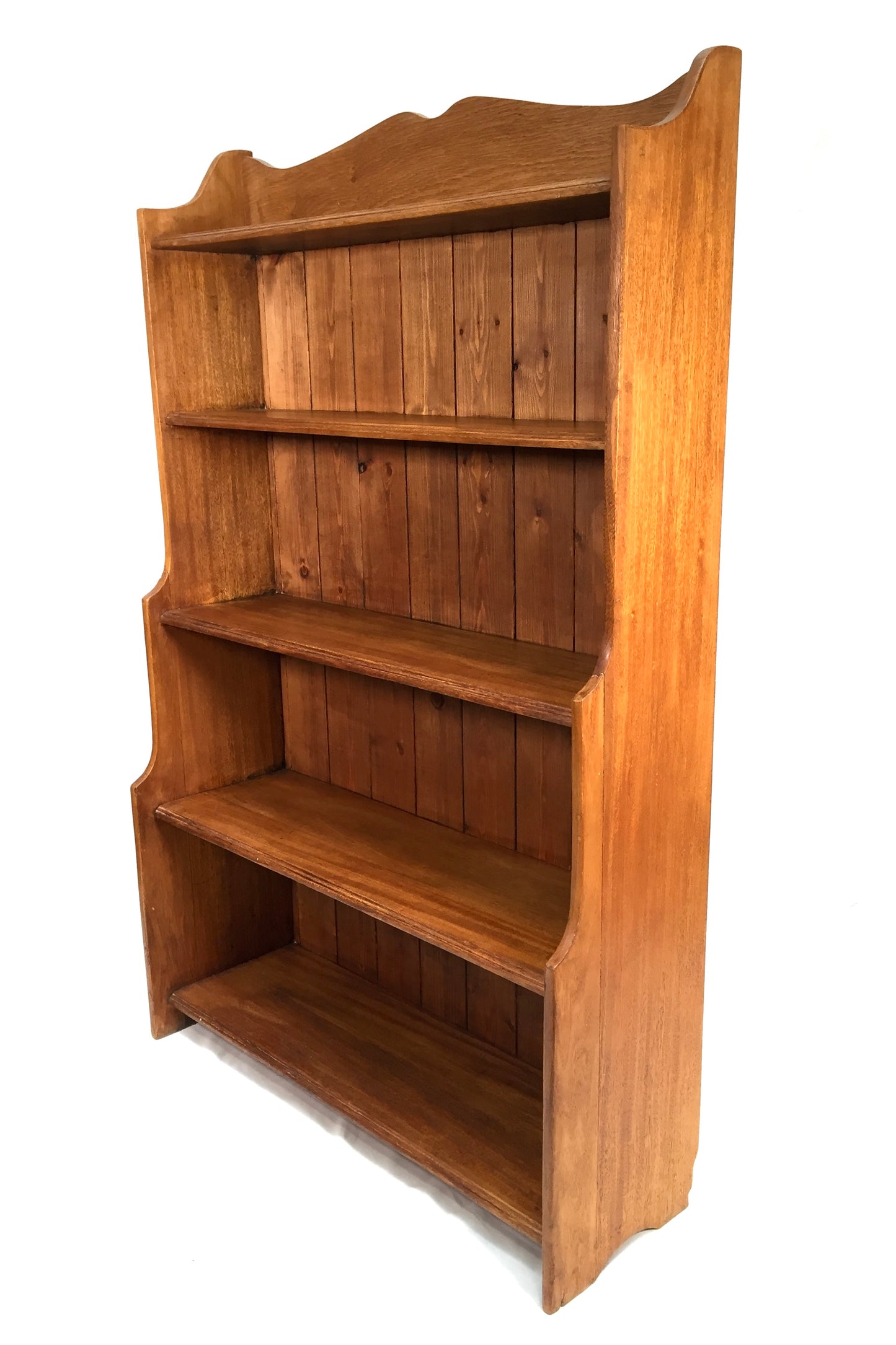 Antique Wooden Solid Pine Bookcase / Book Shelf Display Rack Freestanding c.1950