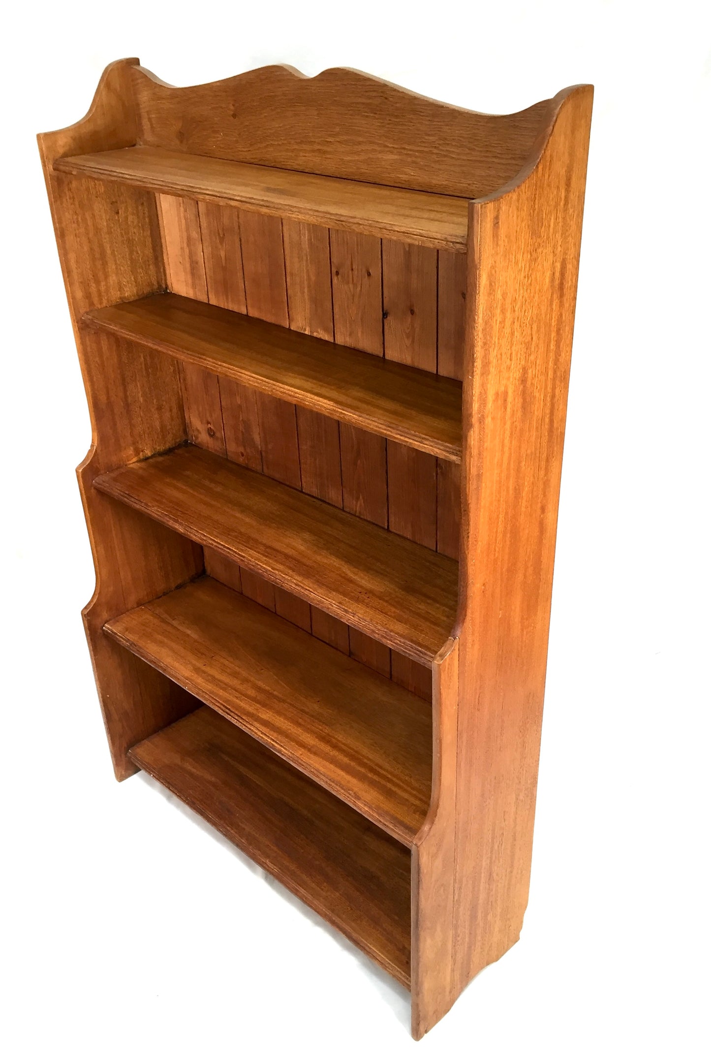 Antique Wooden Solid Pine Bookcase / Book Shelf Display Rack Freestanding c.1950