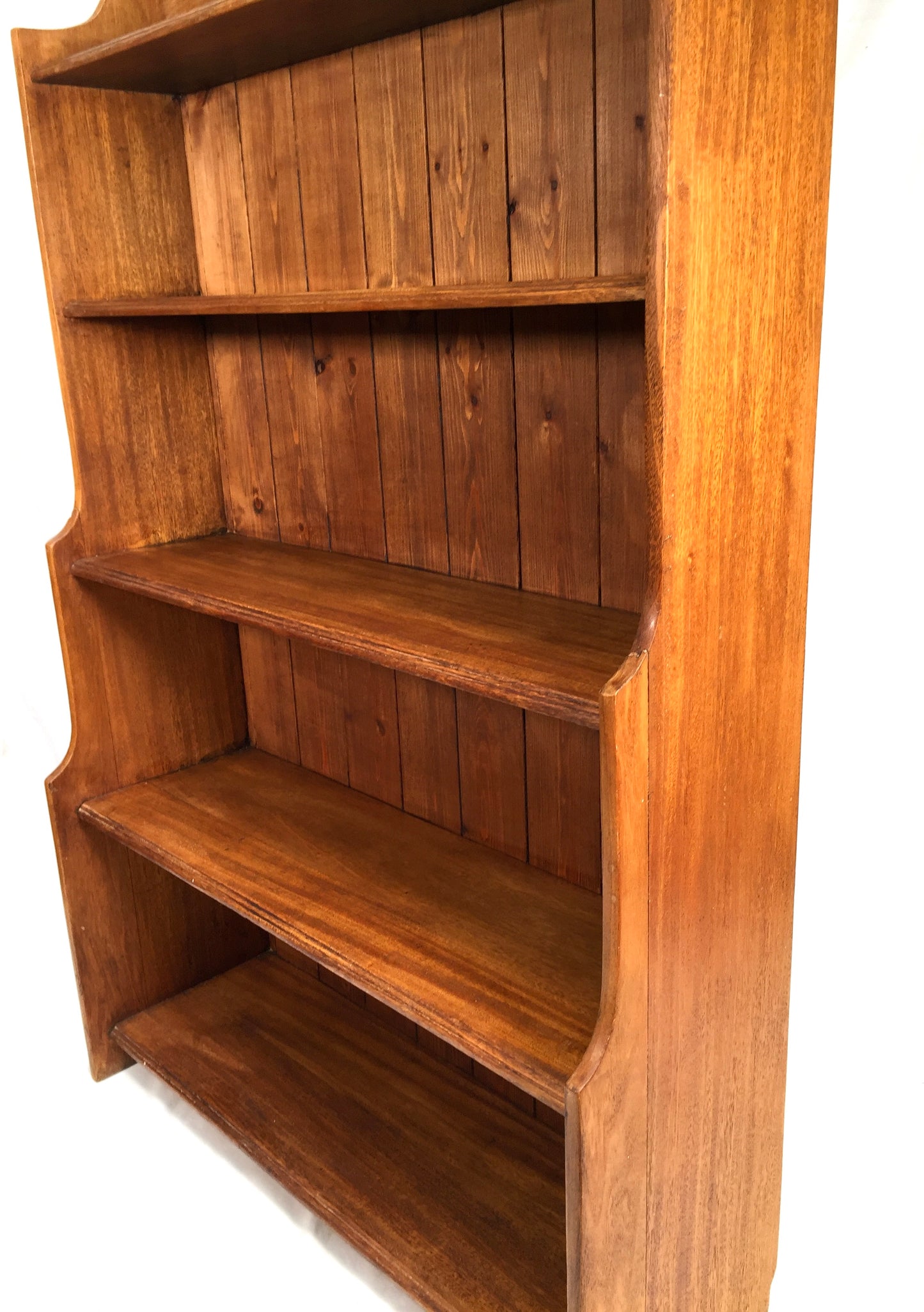 Antique Wooden Solid Pine Bookcase / Book Shelf Display Rack Freestanding c.1950