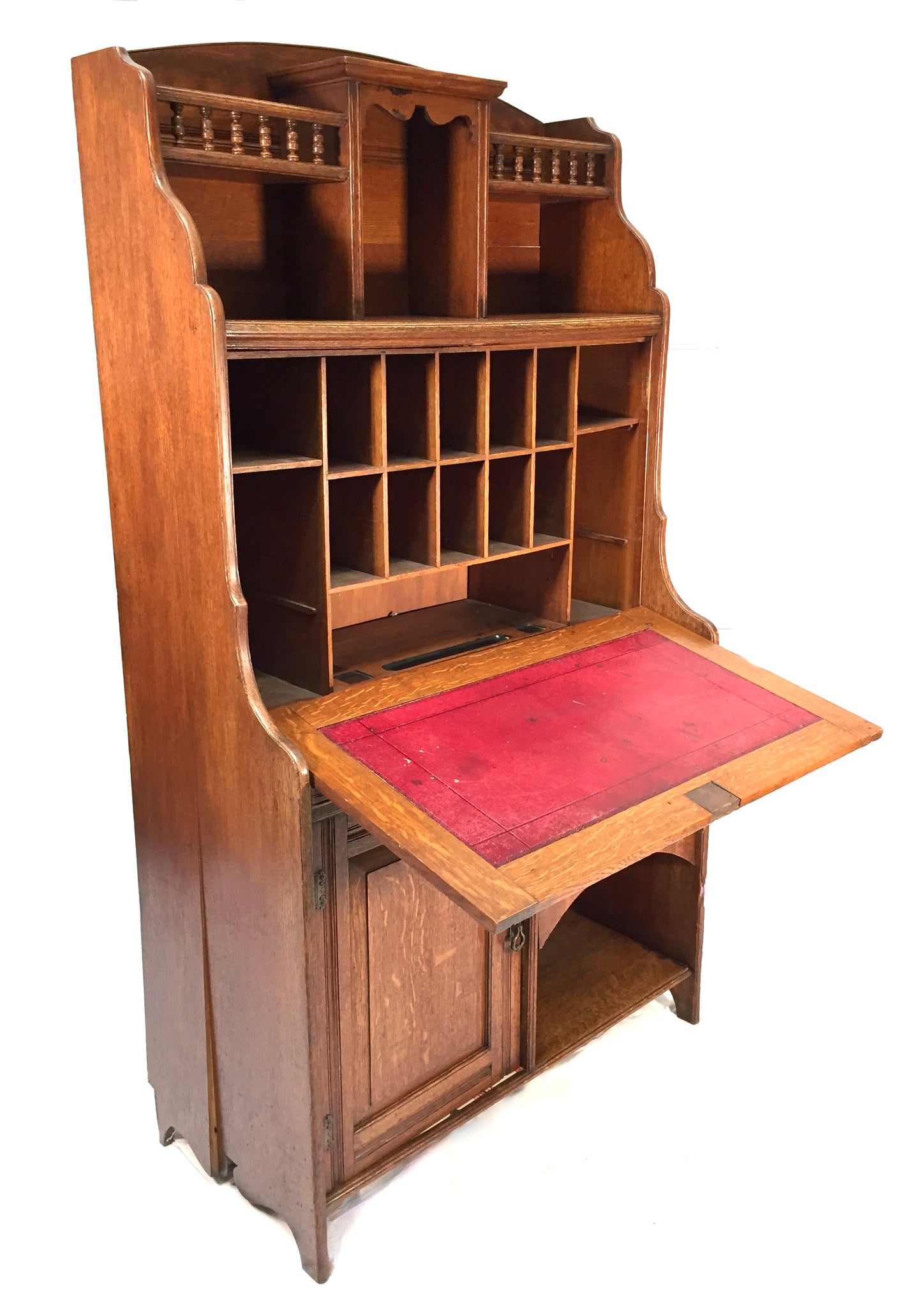 Antique Arts & Crafts Oak Wooden Bureau Storage Cabinet Bookcase by Trevor Page