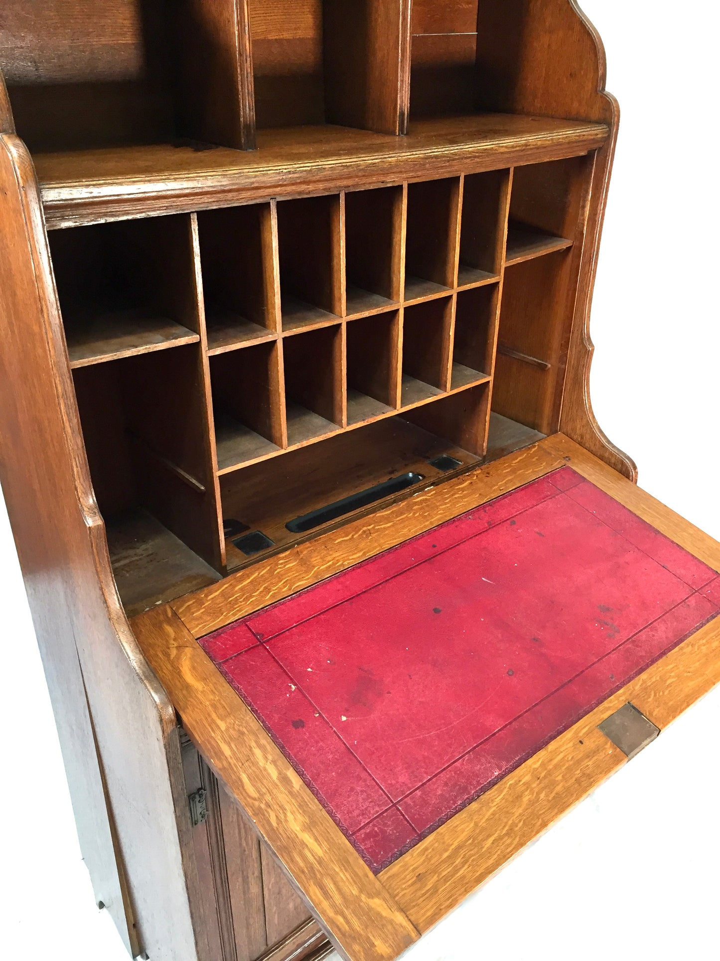 Antique Arts & Crafts Oak Wooden Bureau Storage Cabinet Bookcase by Trevor Page