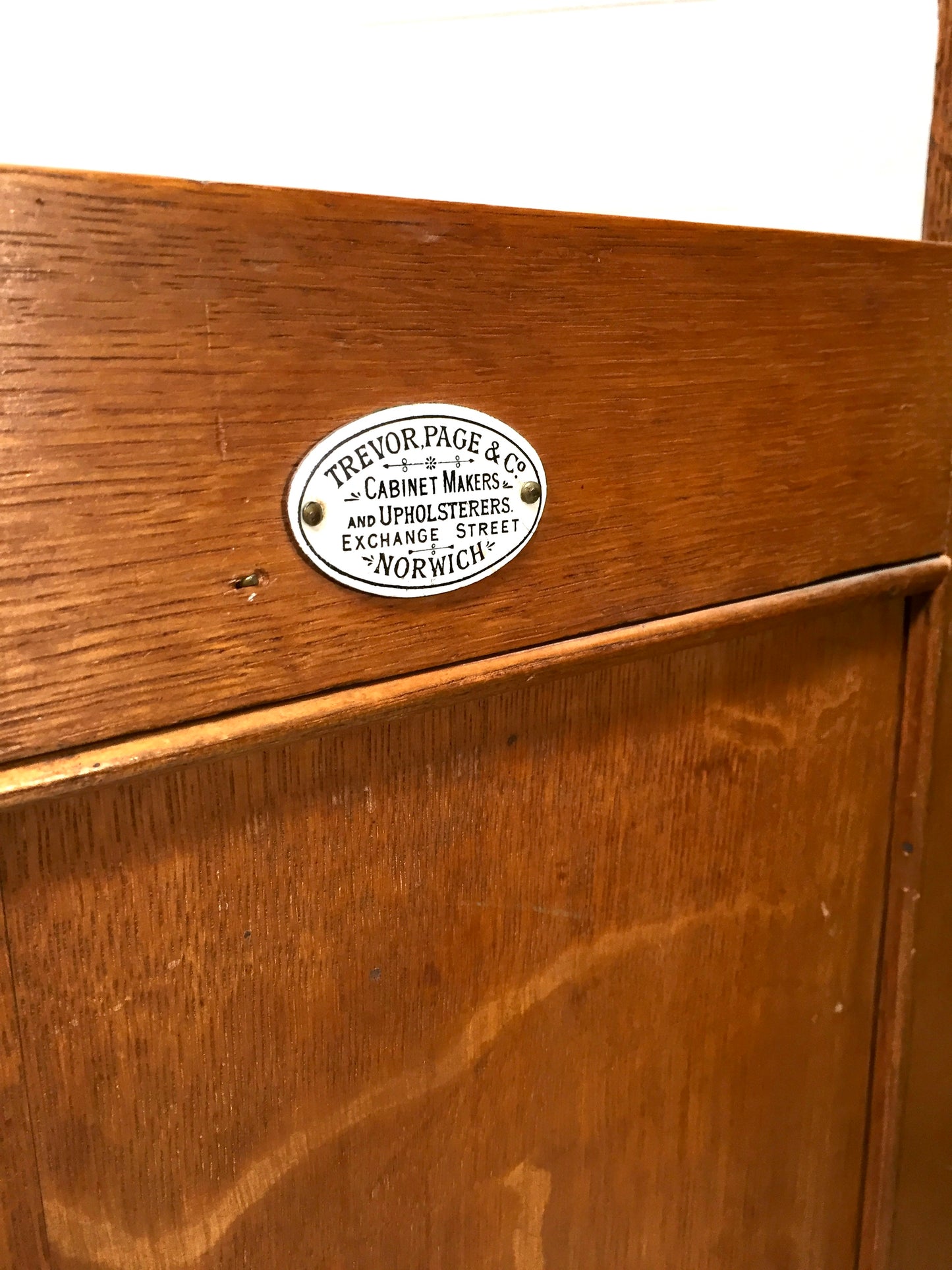 Antique Arts & Crafts Oak Wooden Bureau Storage Cabinet Bookcase by Trevor Page