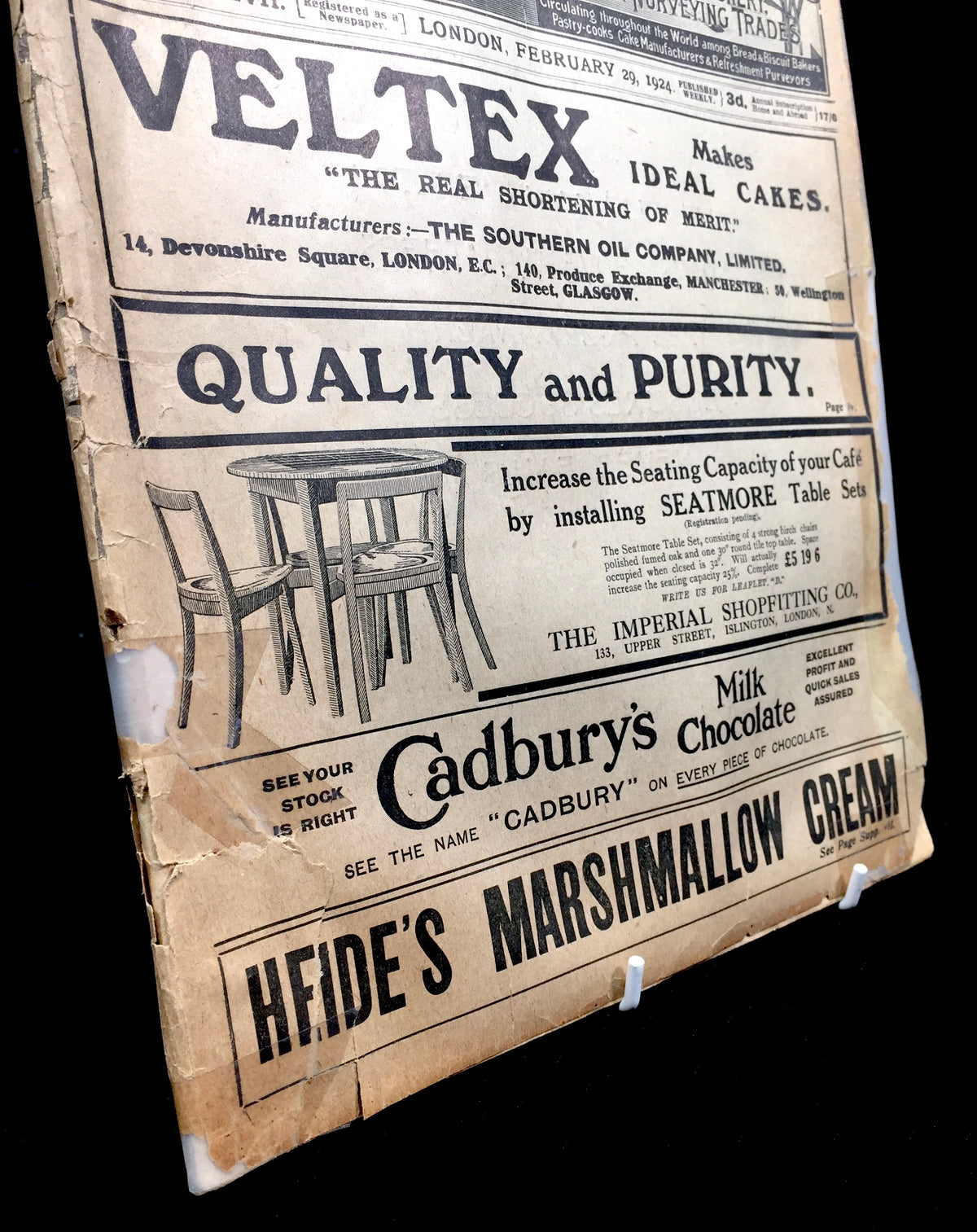 Antique Advertising The British Baker Trade Newspaper London 29th February 1924