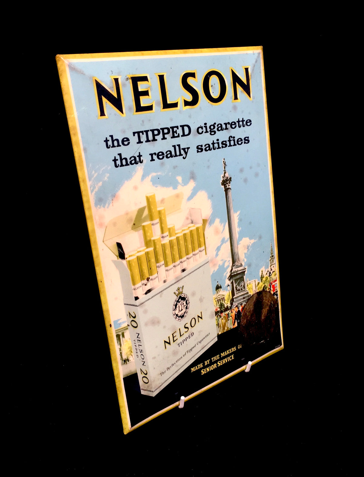 Antique Advertising - Mid 20th Century Nelson Tipped Cigarettes Tin Shop Sign