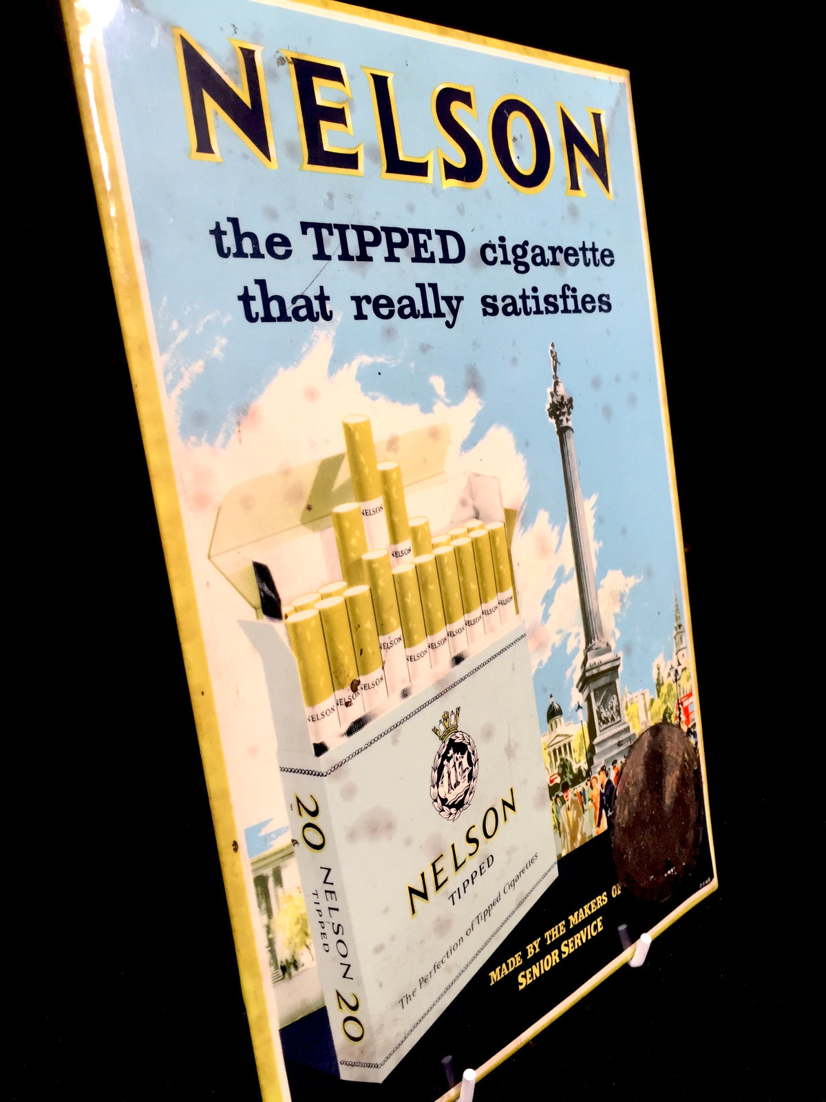 Antique Advertising - Mid 20th Century Nelson Tipped Cigarettes Tin Shop Sign