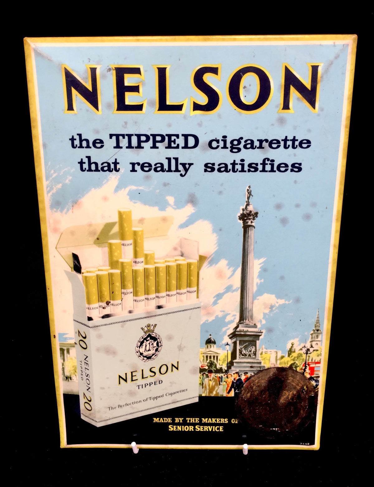 Antique Advertising - Mid 20th Century Nelson Tipped Cigarettes Tin Shop Sign