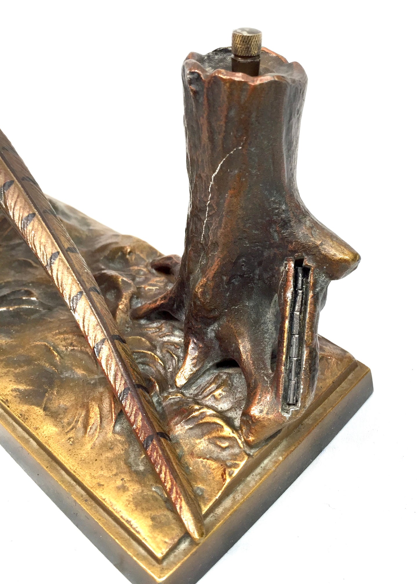 Vintage Austrian Cold Painted Spelter Table Lighter Match Striker Pheasant Form