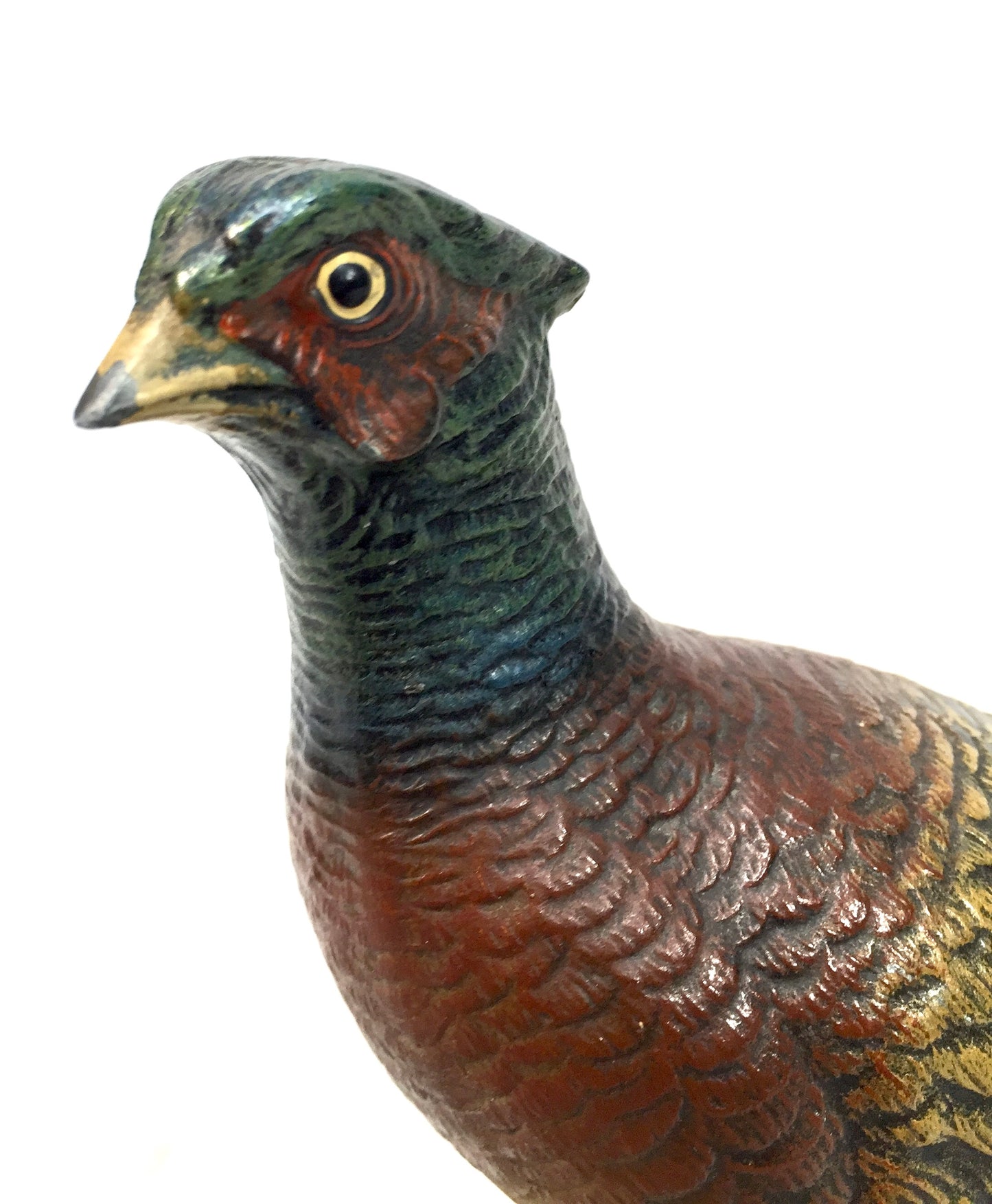 Vintage Austrian Cold Painted Spelter Table Lighter Match Striker Pheasant Form
