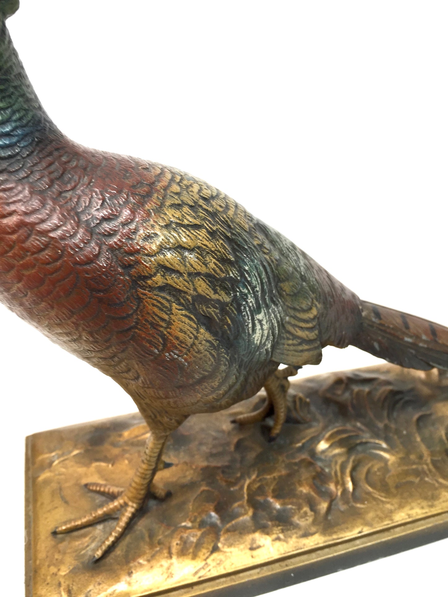 Vintage Austrian Cold Painted Spelter Table Lighter Match Striker Pheasant Form