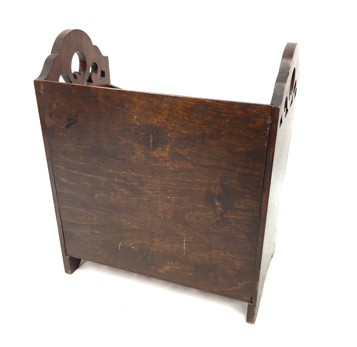 Antique Wooden Oak Carved Magazine Newspaper Rack Paper Stationery Holder c.1950