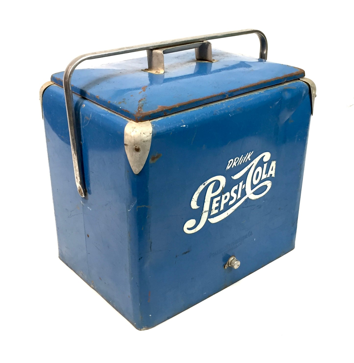 Antique Advertising - Original Blue Metal Pepsi Cola Picnic Cooler Box c.1950