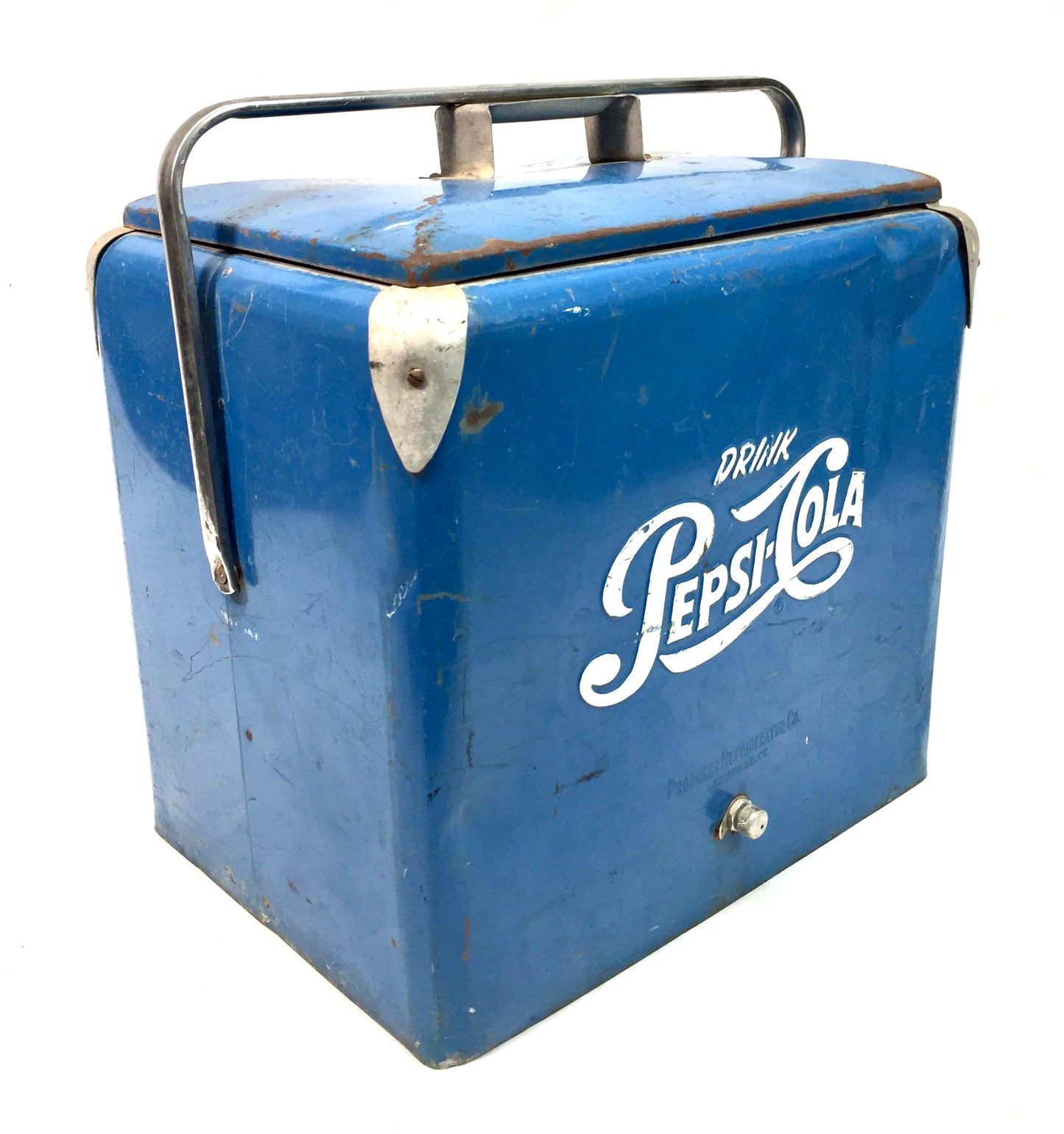Antique Advertising - Original Blue Metal Pepsi Cola Picnic Cooler Box c.1950