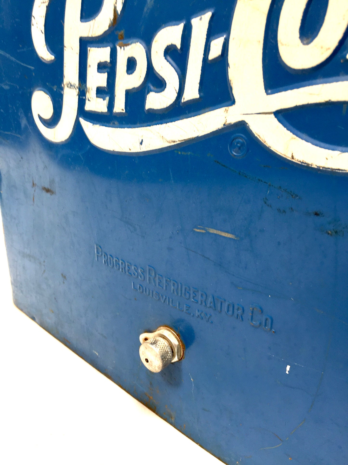 Antique Advertising - Original Blue Metal Pepsi Cola Picnic Cooler Box c.1950