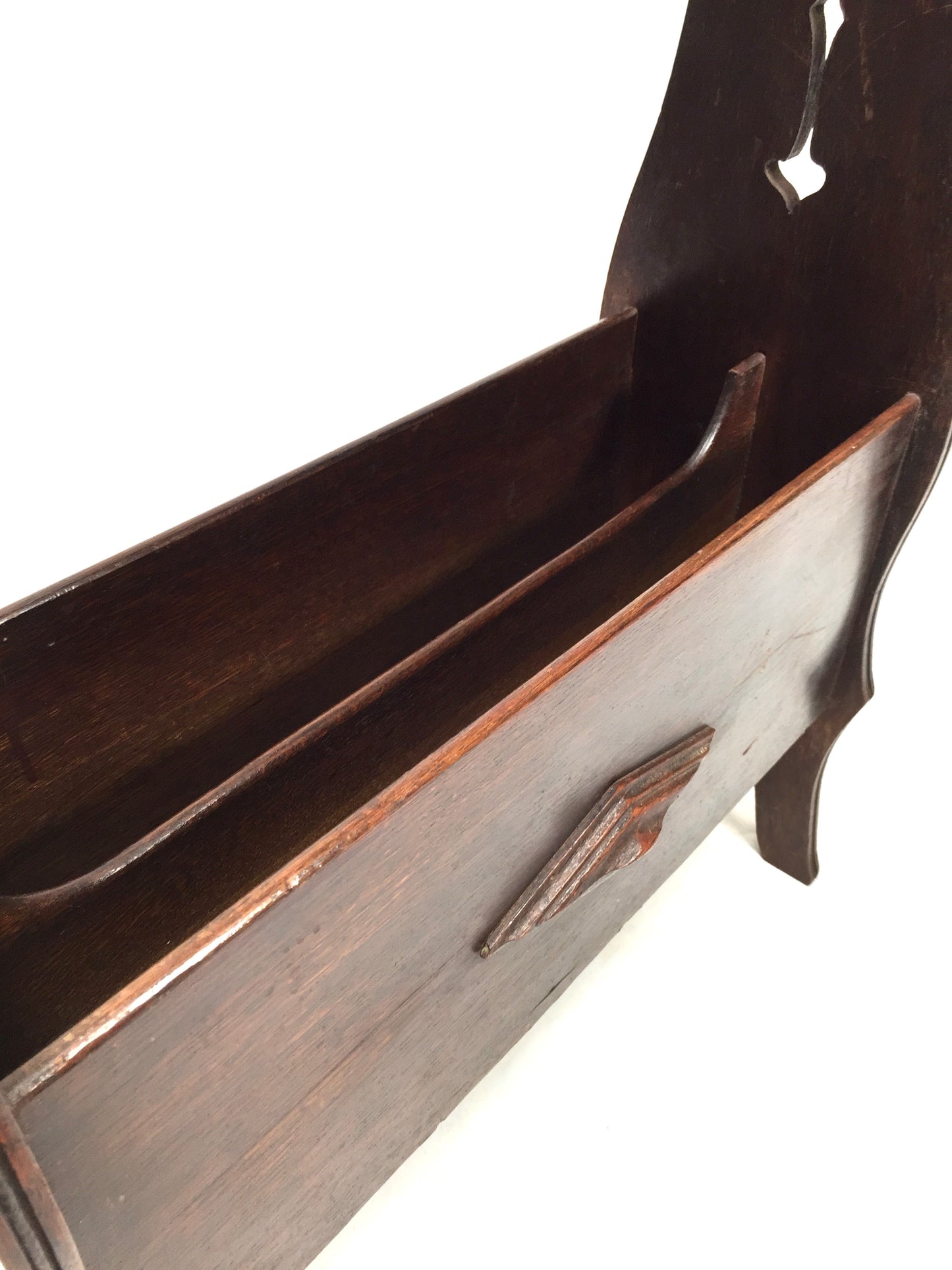 Antique Edwardian Wooden Book Trough / Bookshelf / Magazine Rack / Shelf c.1900