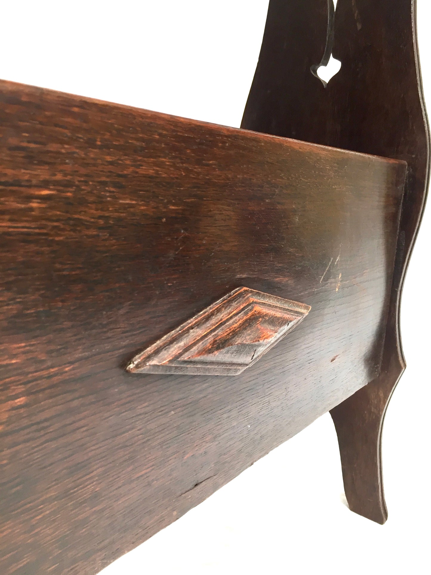 Antique Edwardian Wooden Book Trough / Bookshelf / Magazine Rack / Shelf c.1900