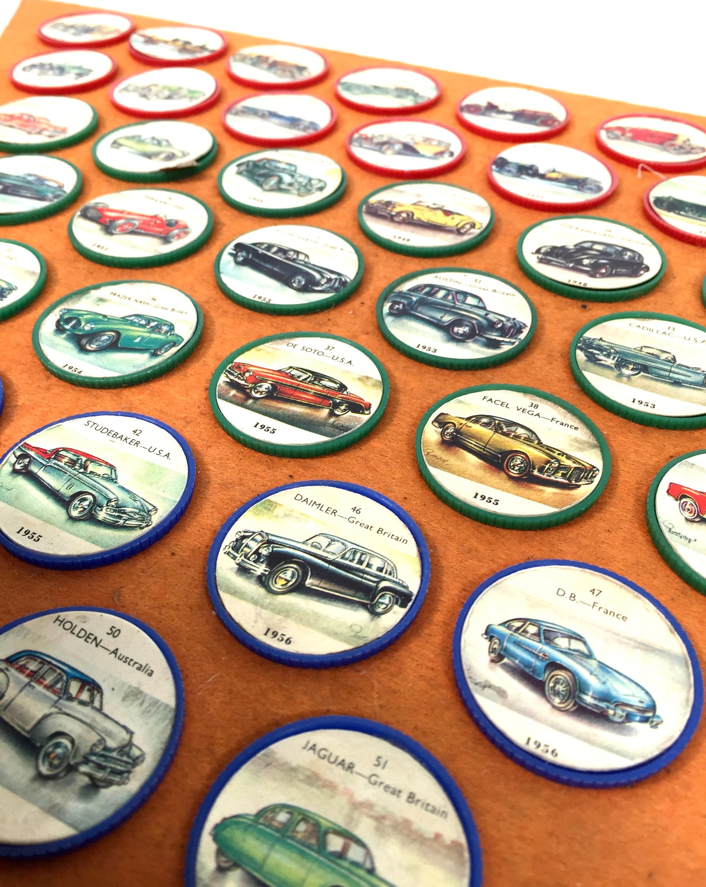 Antique Advertising - 45 Jell-O Picture Wheels Car Coin Collection Vintage c1960